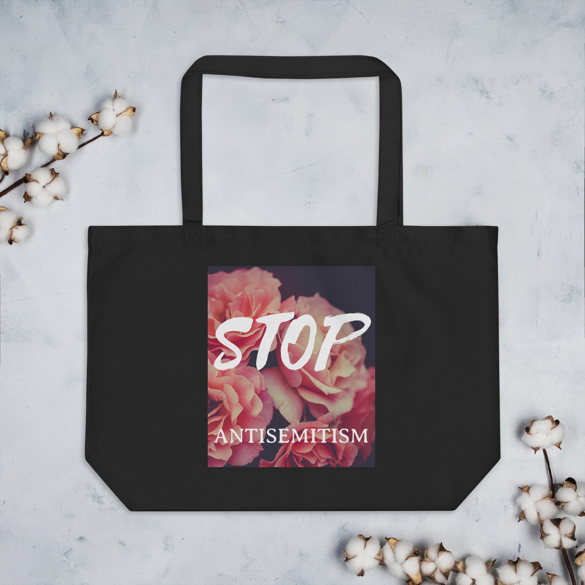 Flower Power | Antisemitism | Large Organic Tote Bag Jouparty