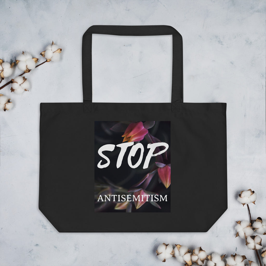 Flower Power | Antisemitism | Large Organic Tote Bag Jouparty