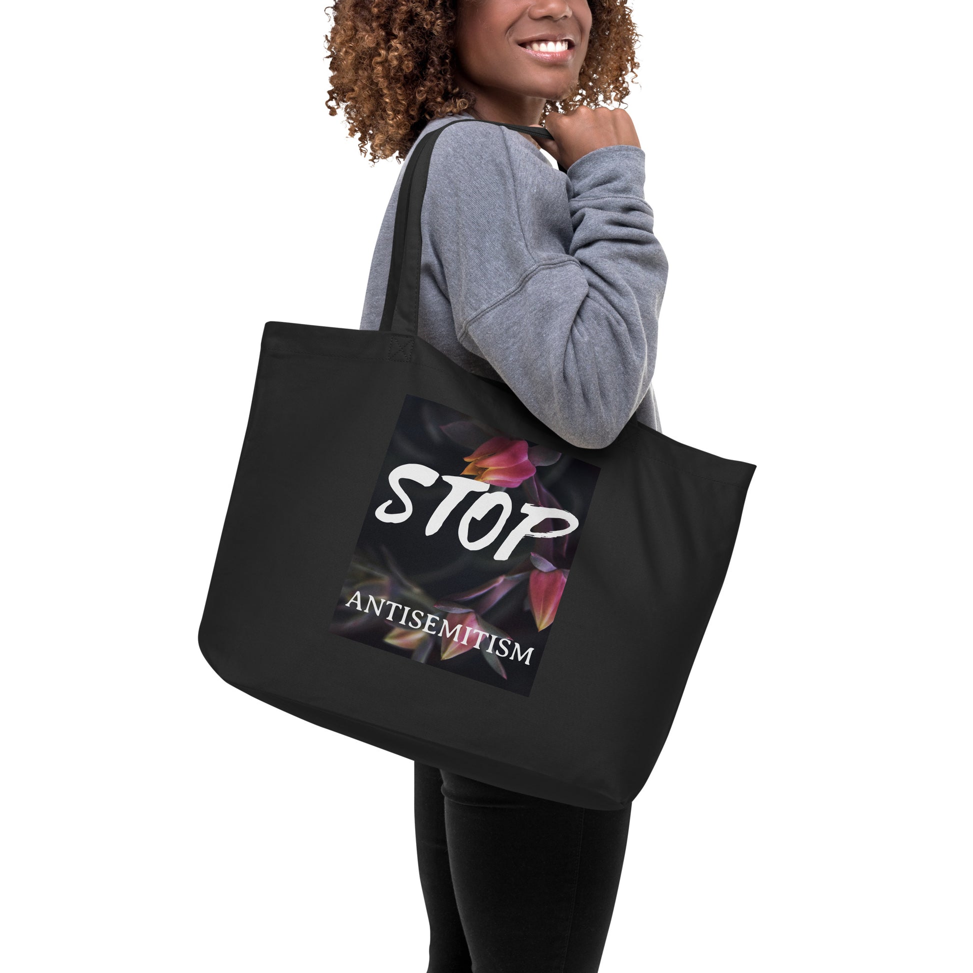 Flower Power | Antisemitism | Large Organic Tote Bag Jouparty