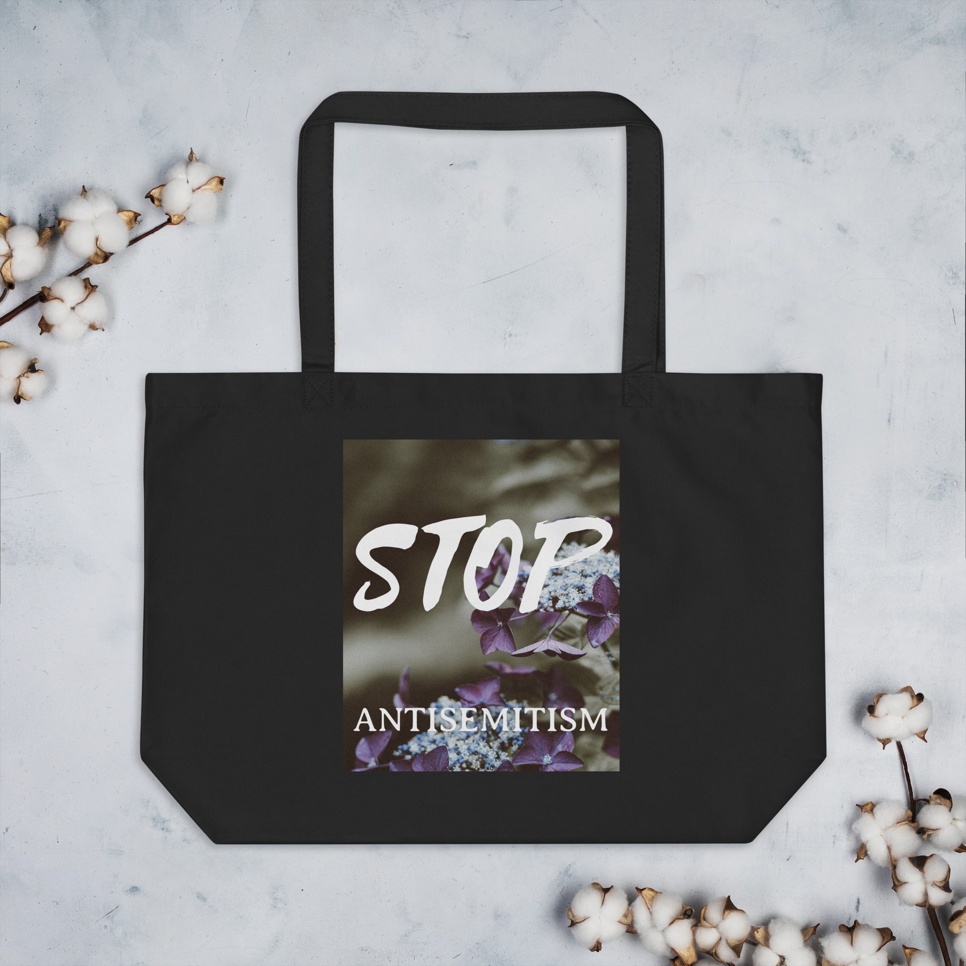 Flower Power | Antisemitism | Large Organic Tote Bag Jouparty