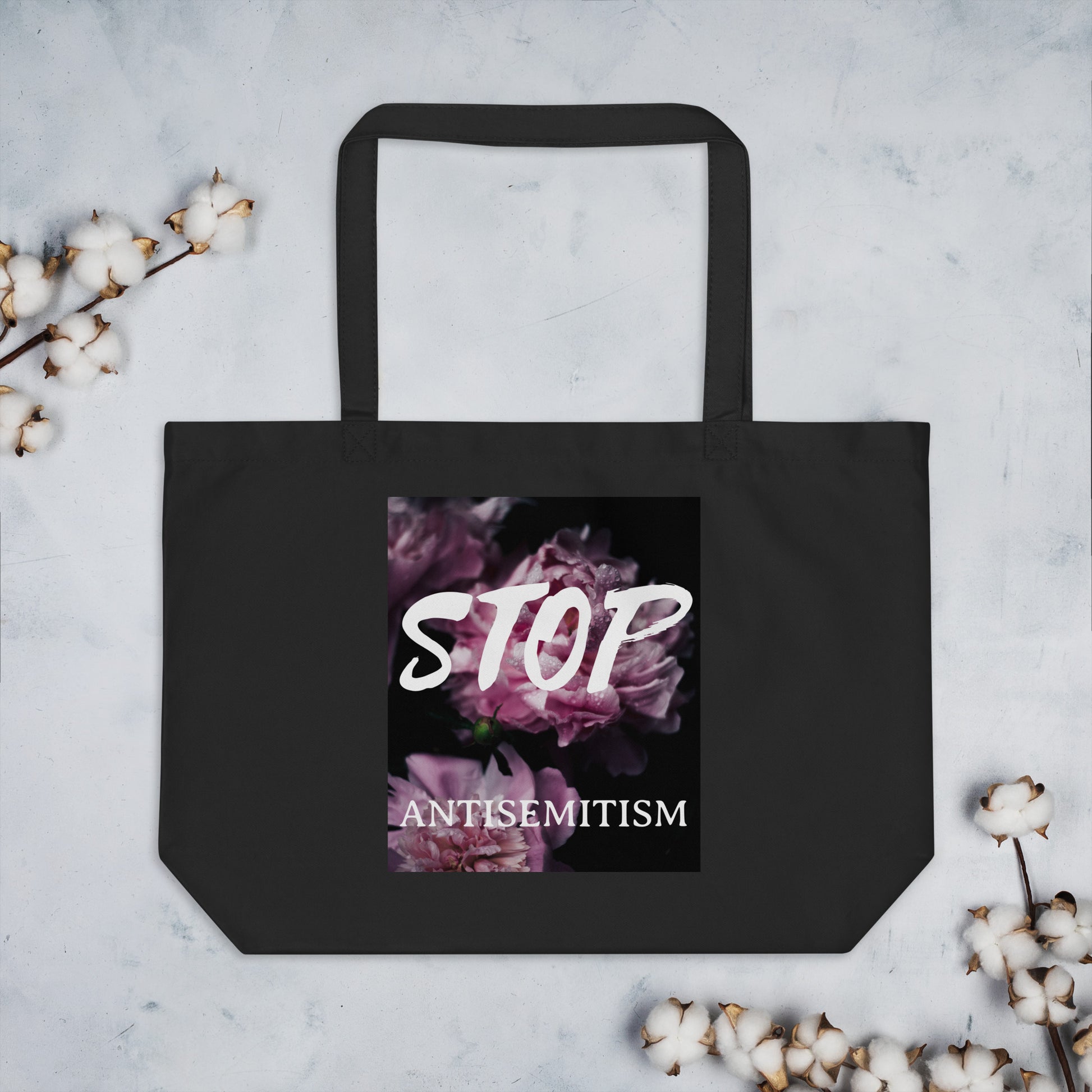 Flower Power | Antisemitism | Large Organic Tote Bag Jouparty