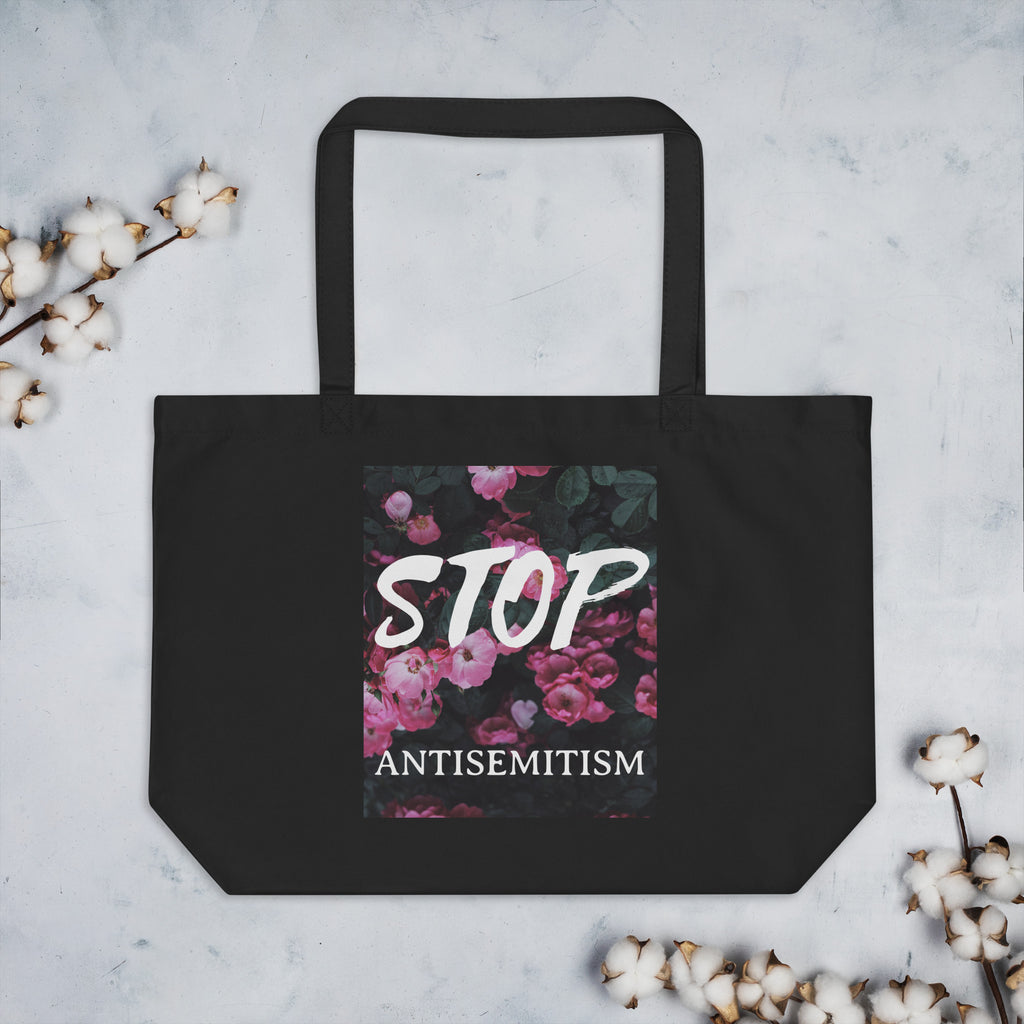 Flower Power | Antisemitism | Large Organic Tote Bag Jouparty