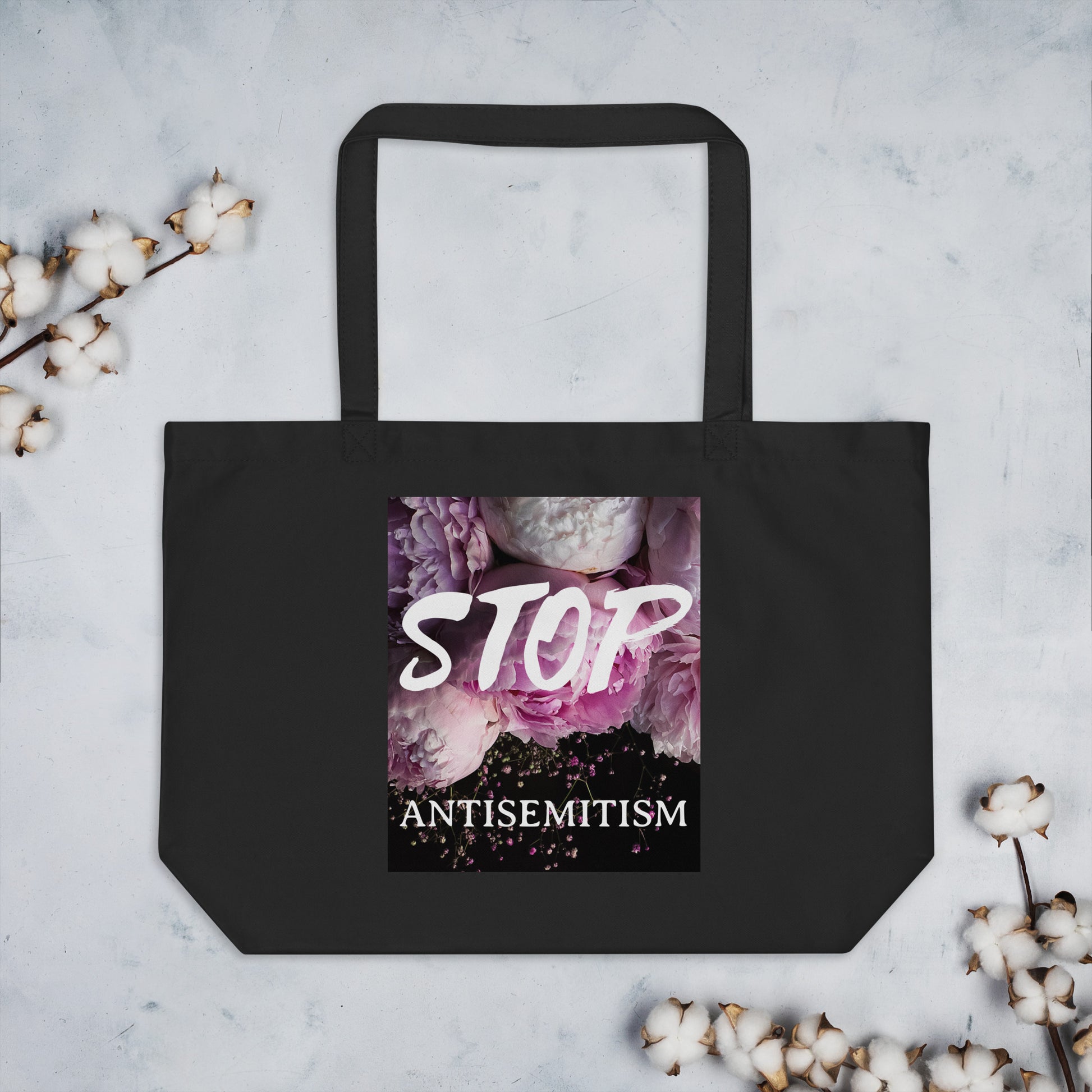 Flower Power | Antisemitism | Large Organic Tote Bag Jouparty