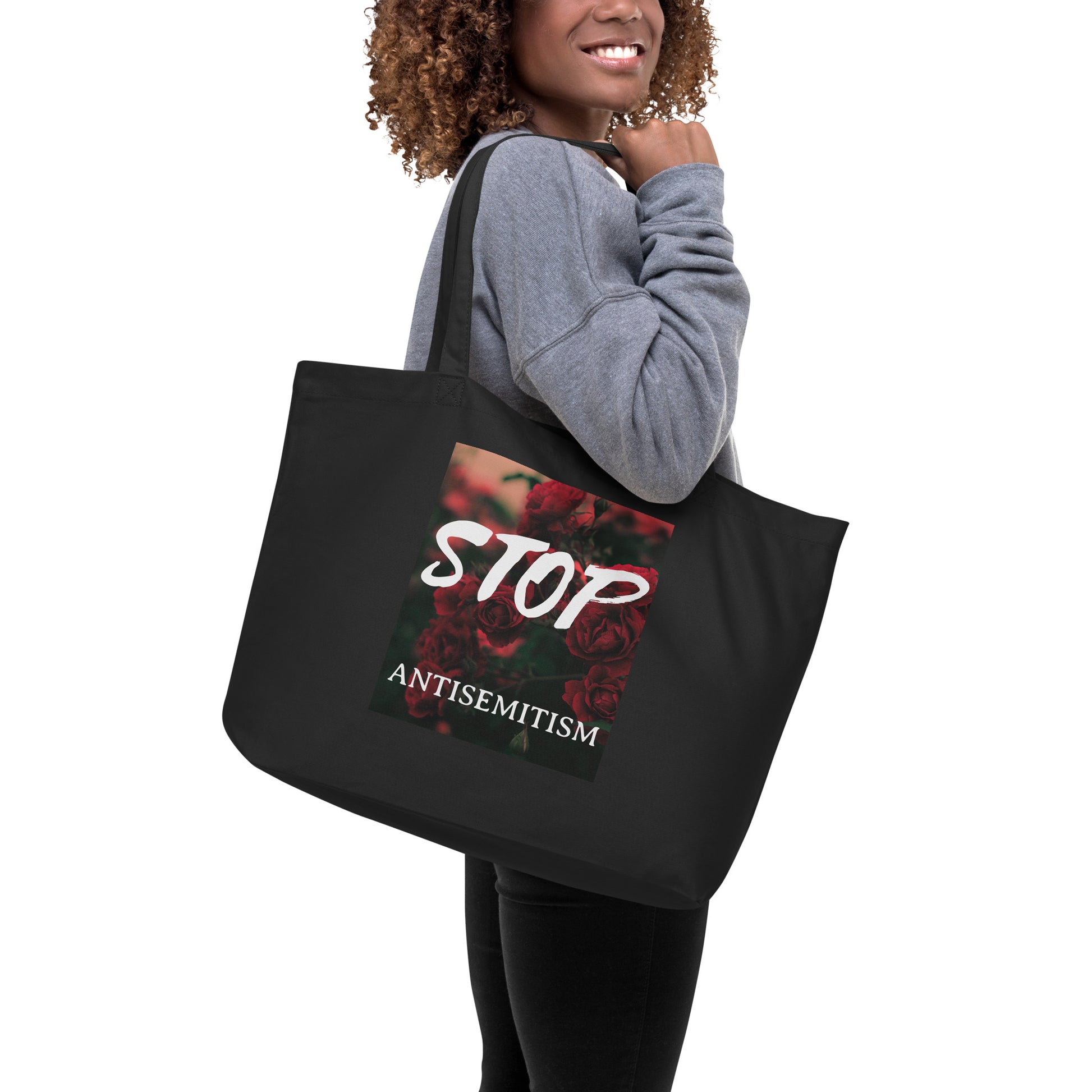 Flower Power | Antisemitism | Large Organic Tote Bag Jouparty