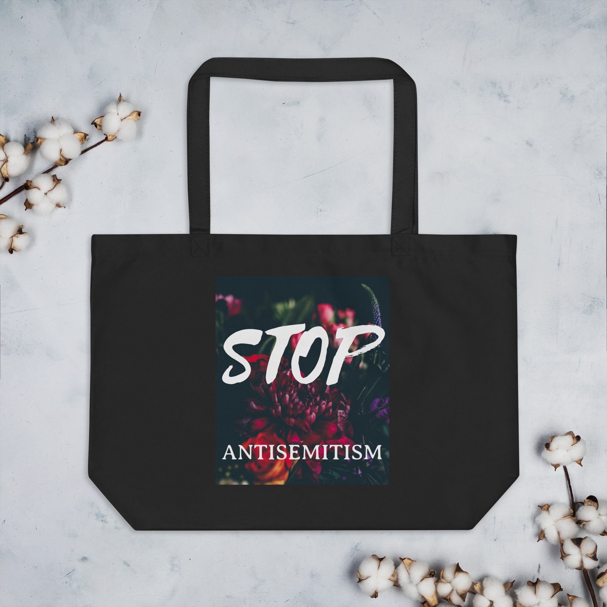 Flower Power | Antisemitism | Large Organic Tote Bag