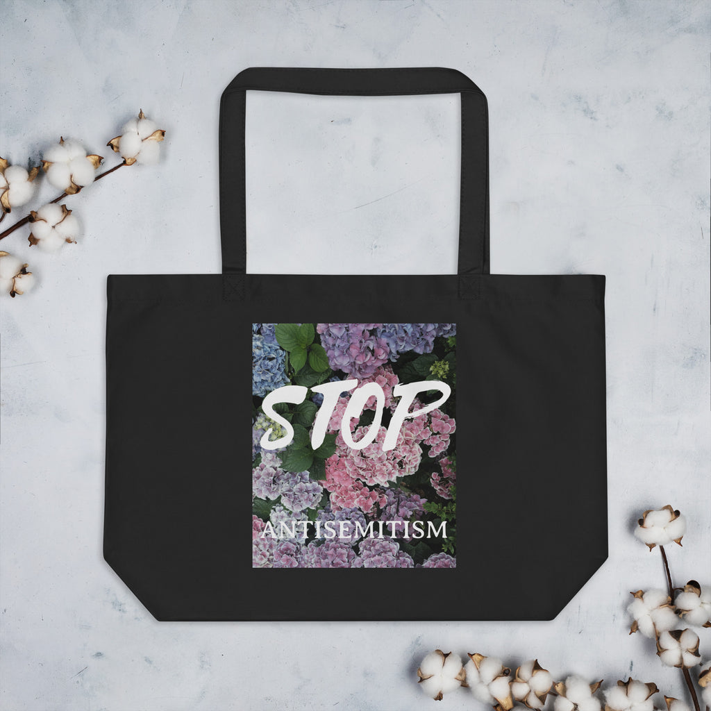 Flower Power | Antisemitism | Large Organic Tote Bag Jouparty