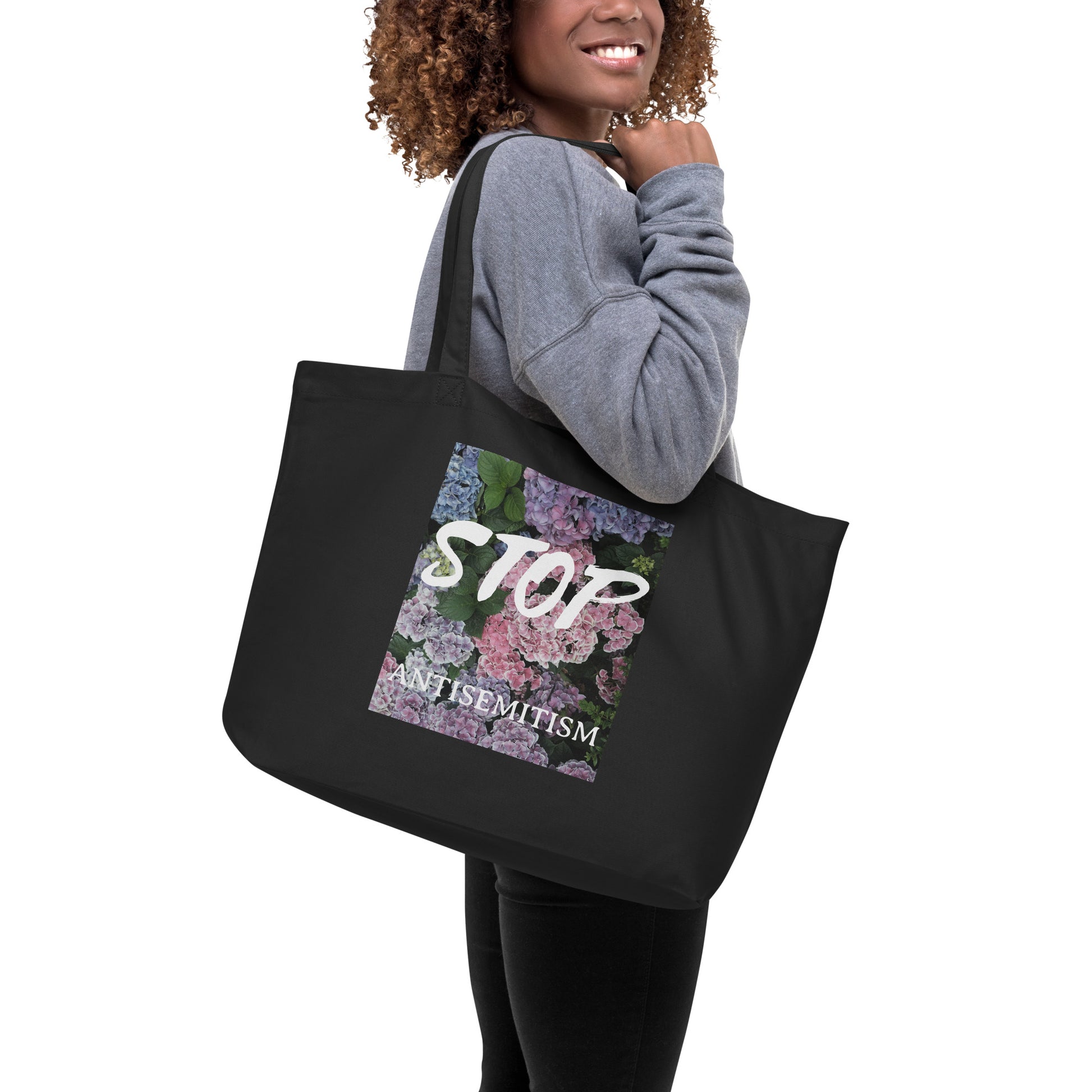 Flower Power | Antisemitism | Large Organic Tote Bag Jouparty