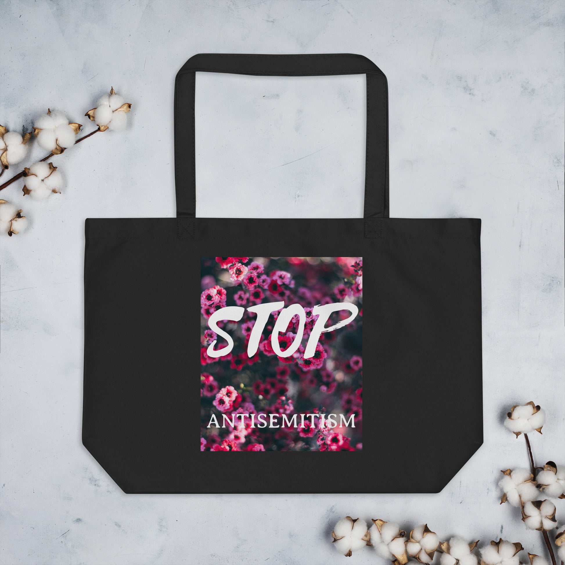 Flower Power | Antisemitism | Large Organic Tote Bag Jouparty