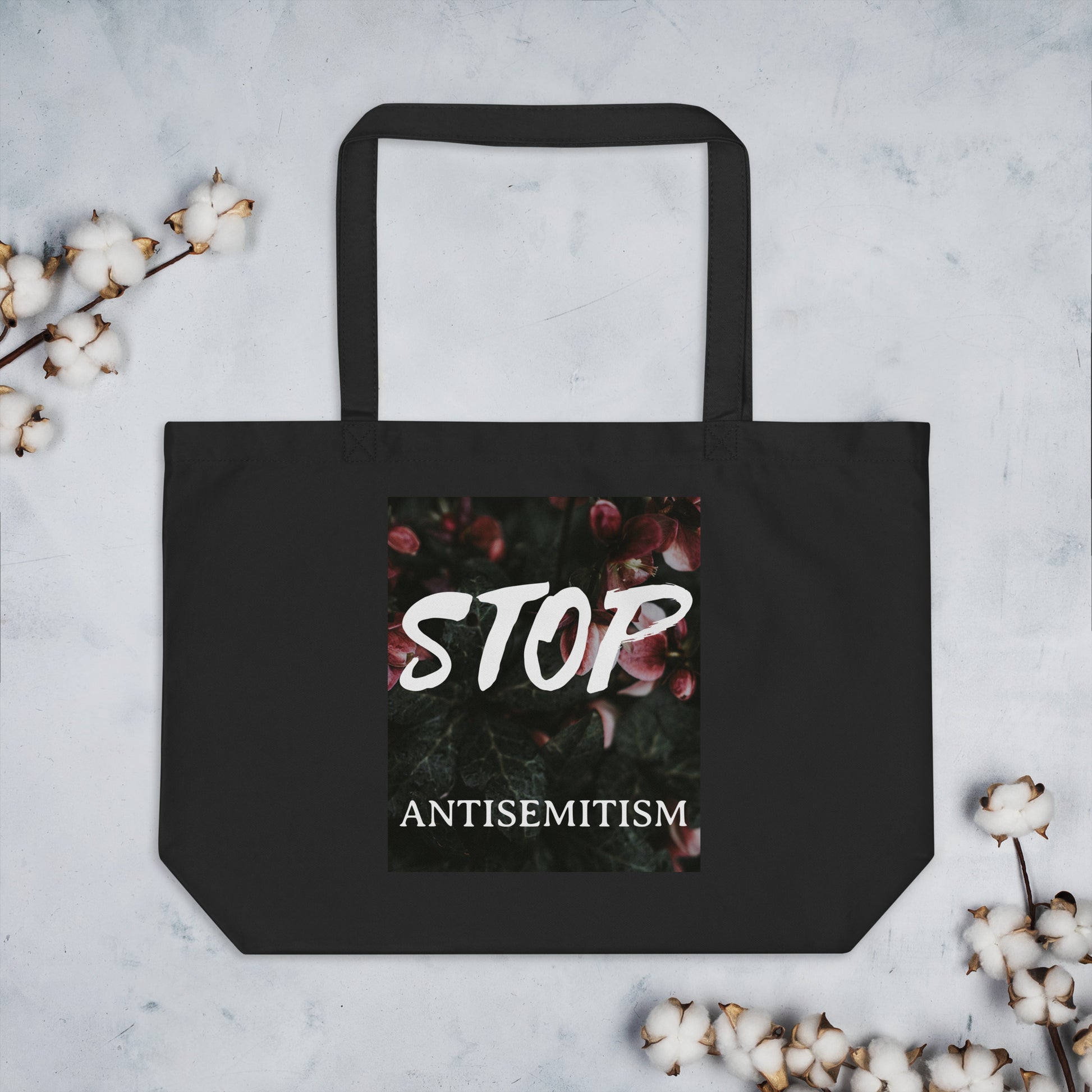 Flower Power | Antisemitism | Large Organic Tote Bag Jouparty