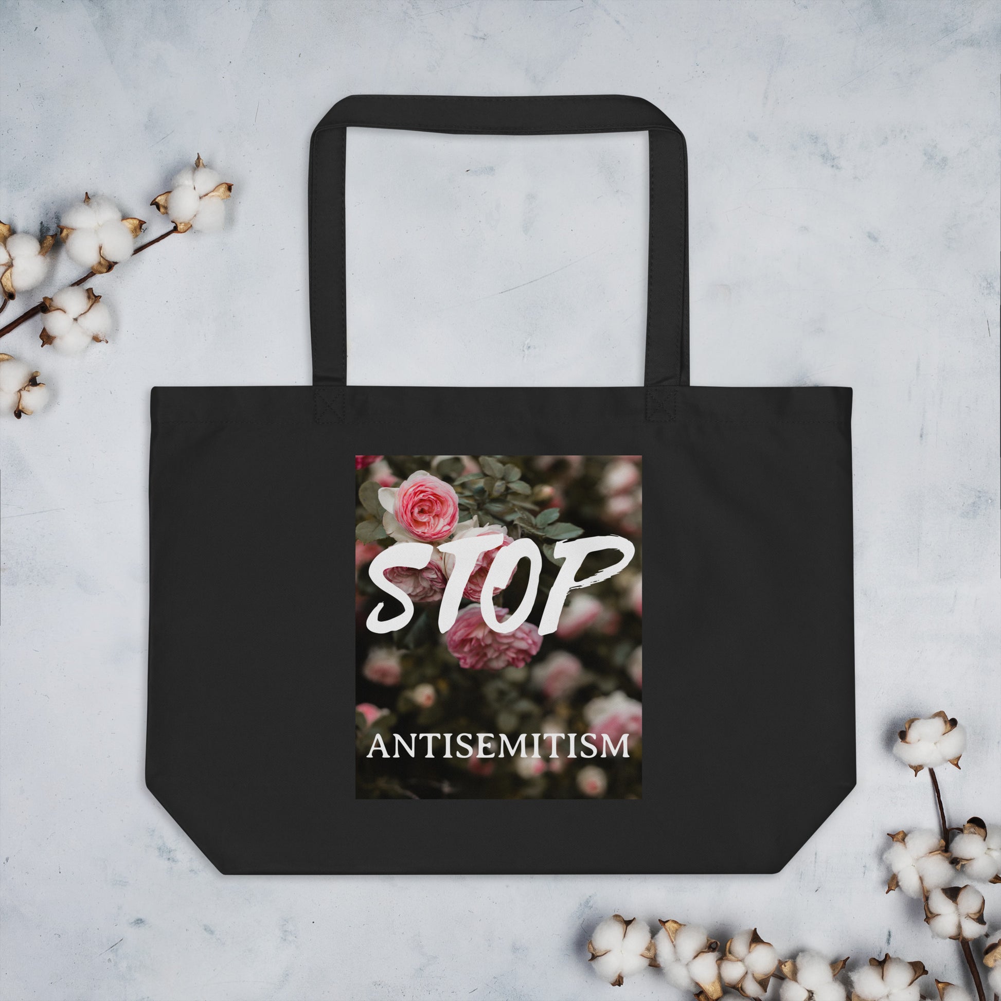 Flower Power | Antisemitism | Large Organic Tote Bag Jouparty