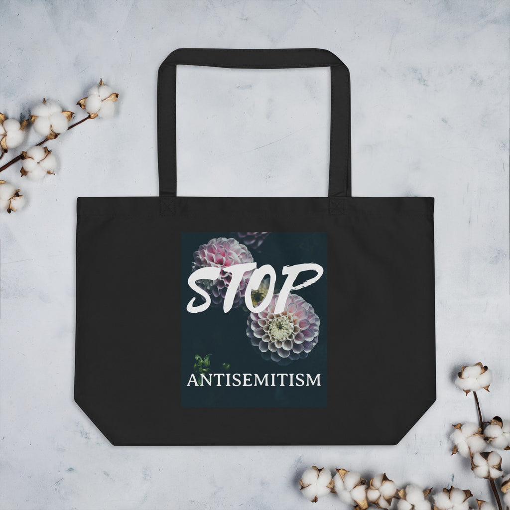 Flower Power | Antisemitism | Large Organic Tote Bag Jouparty