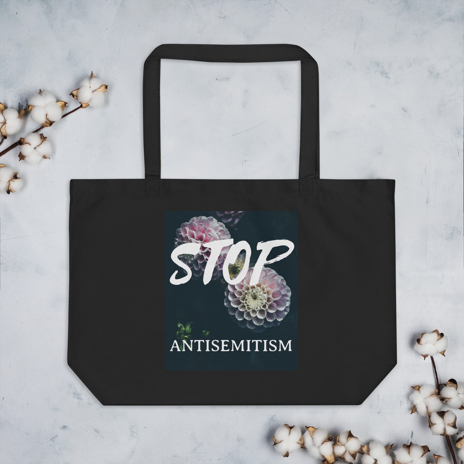 Flower Power | Antisemitism | Large Organic Tote Bag Jouparty