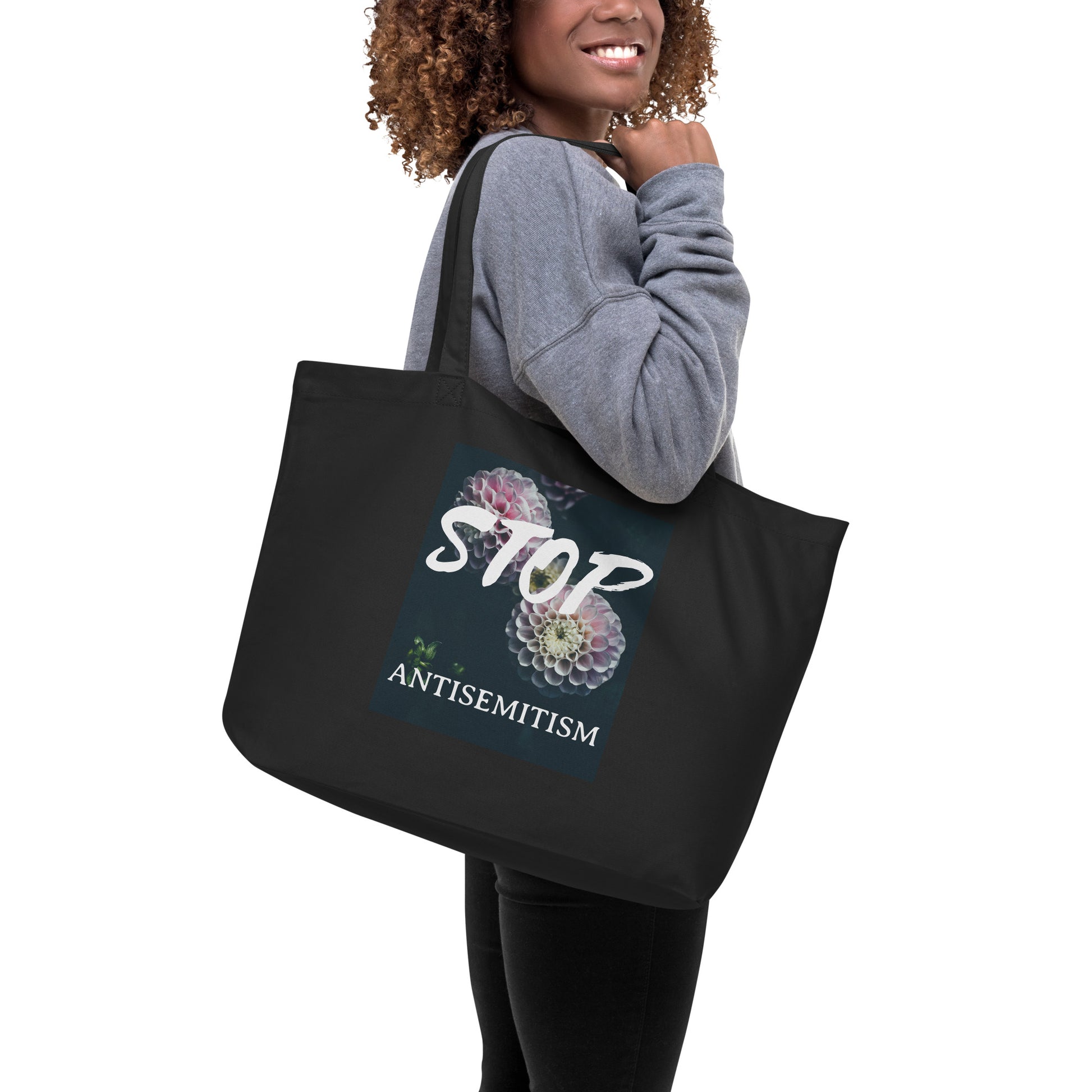 Flower Power | Antisemitism | Large Organic Tote Bag Jouparty