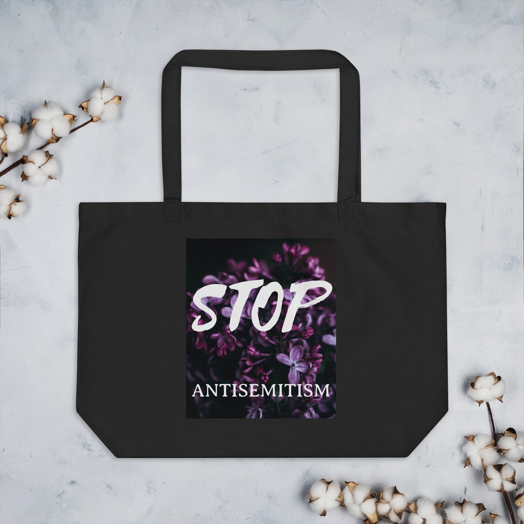Flower Power | Antisemitism | Large Organic Tote Bag Jouparty