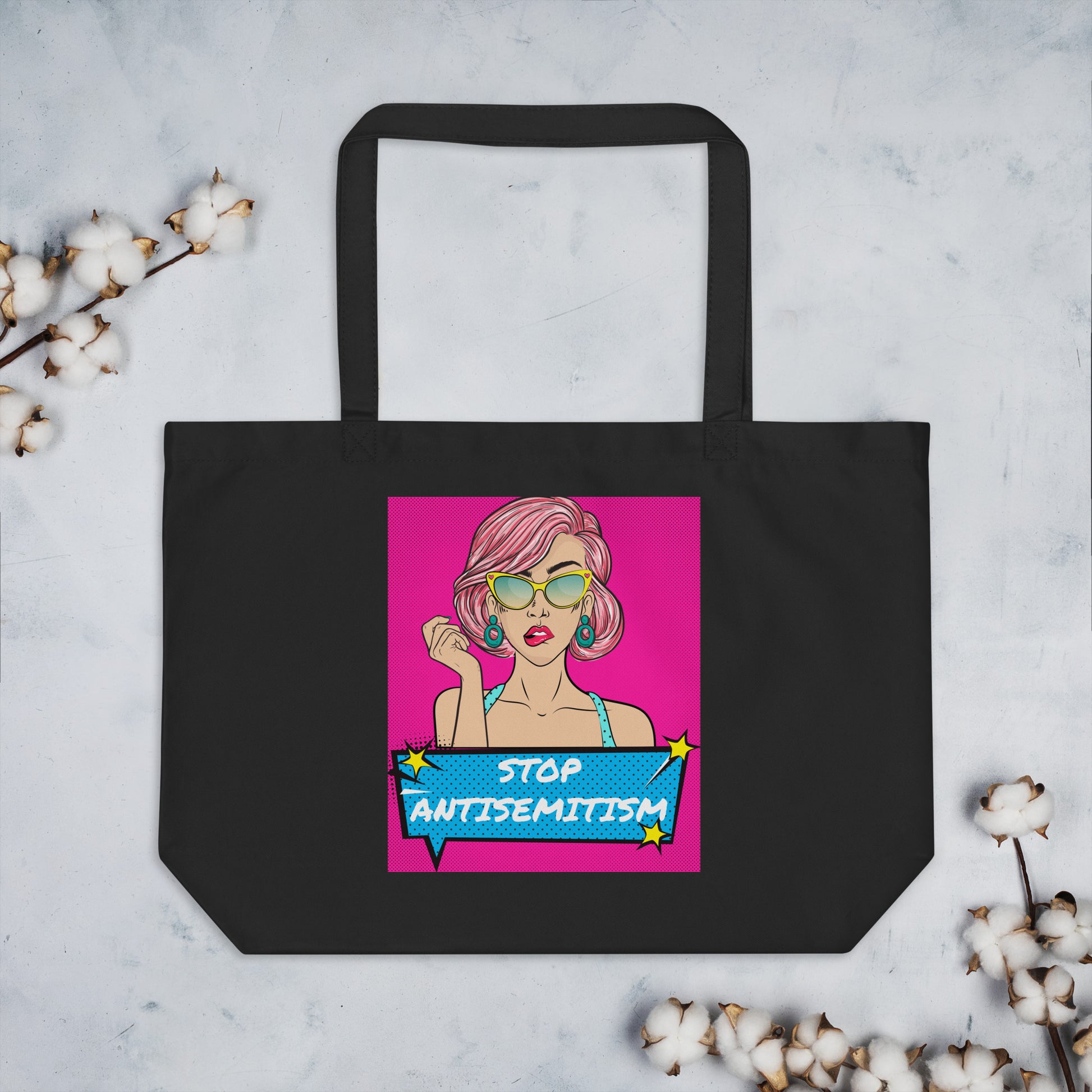 Pop Art Style | Antisemitism | Large Organic Tote Bag Jouparty