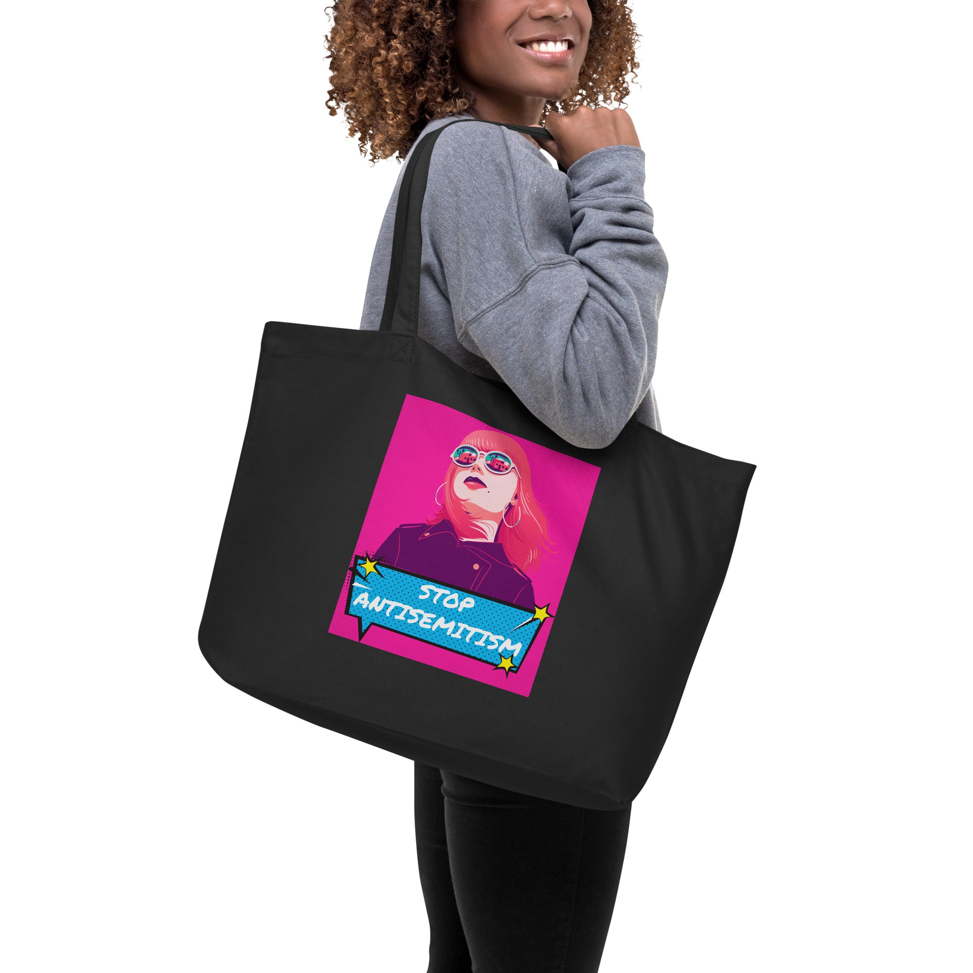 Pop Art Style | Antisemitism | Large Organic Tote Bag Jouparty