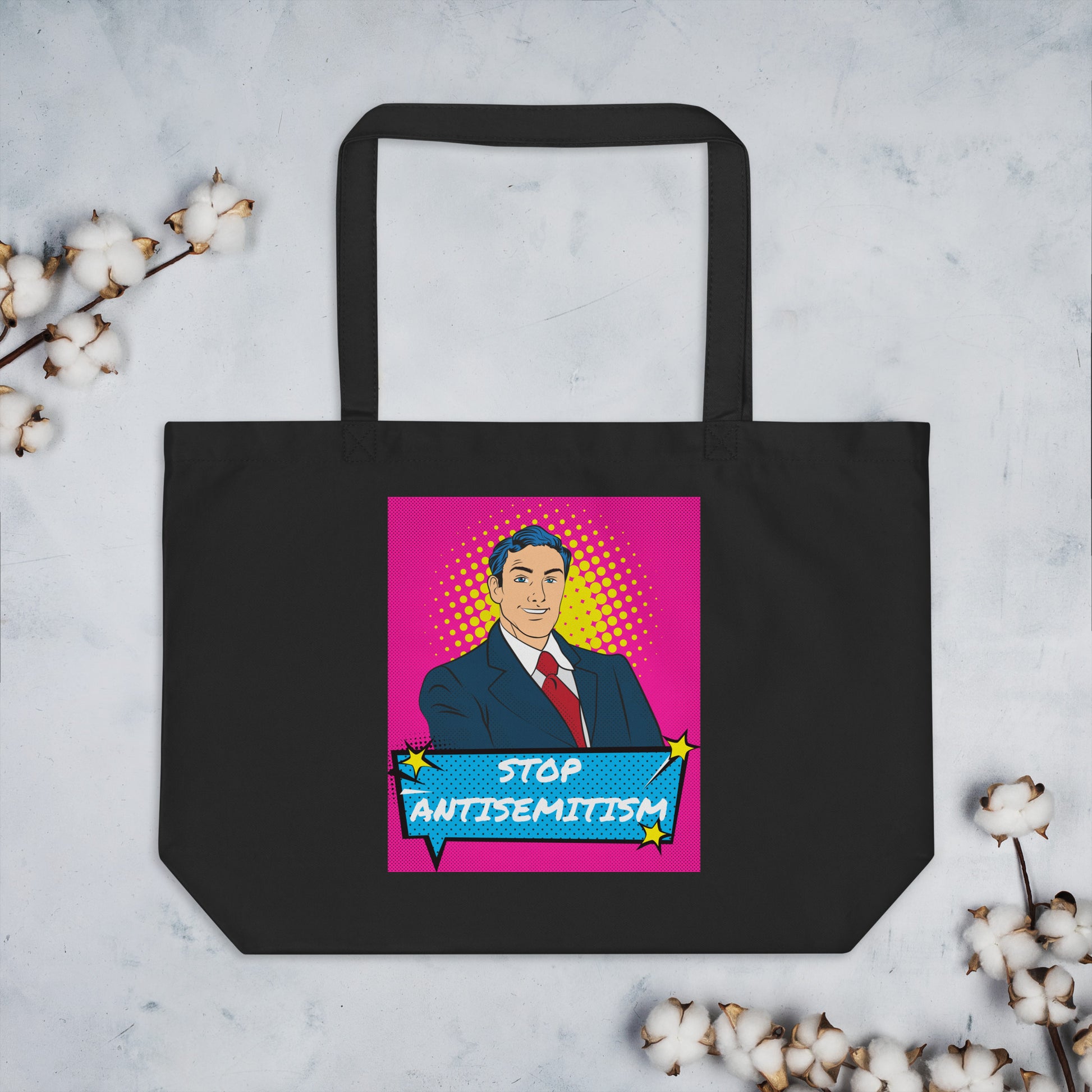 Pop Art Style | Antisemitism | Large Organic Tote Bag Jouparty
