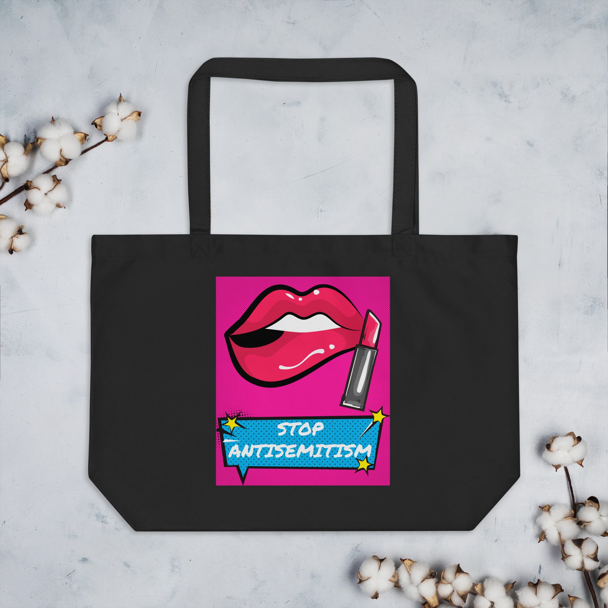 Pop Art Style | Antisemitism | Large Organic Tote Bag Jouparty