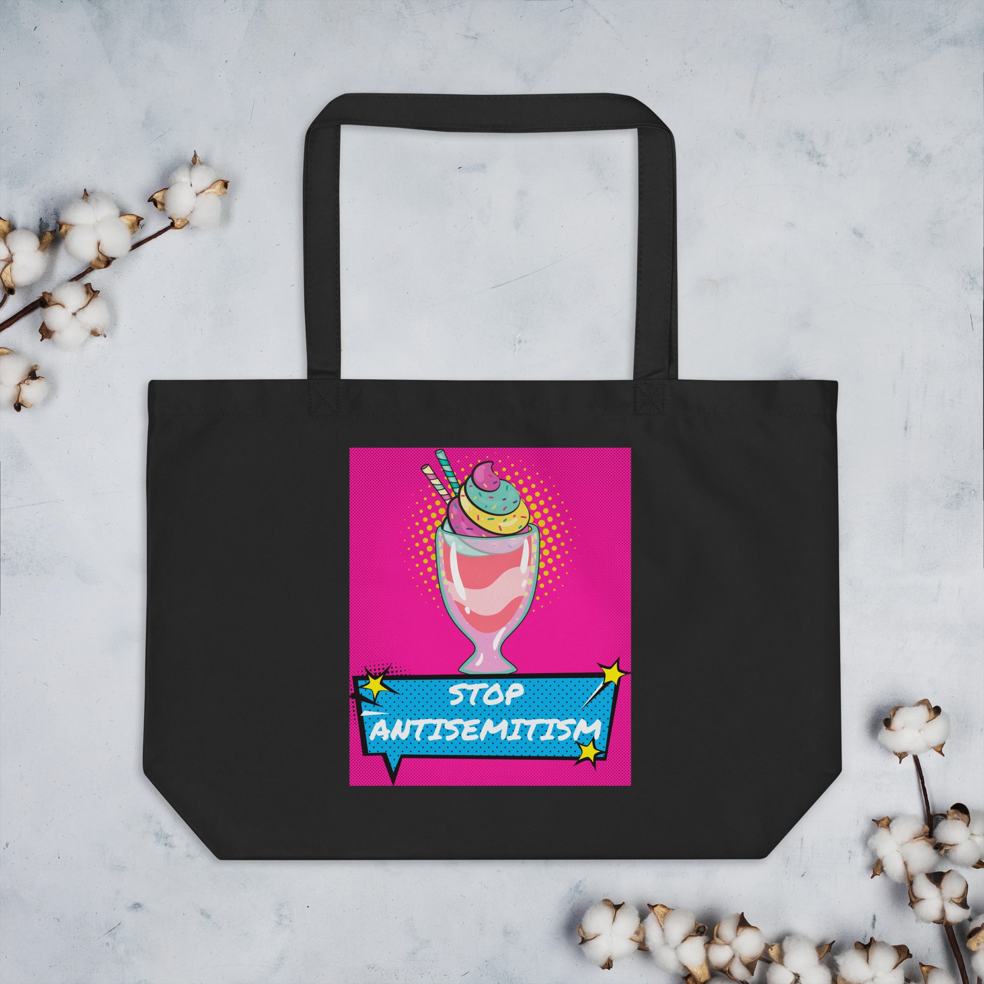 Pop Art Style | Antisemitism | Large Organic Tote Bag Jouparty