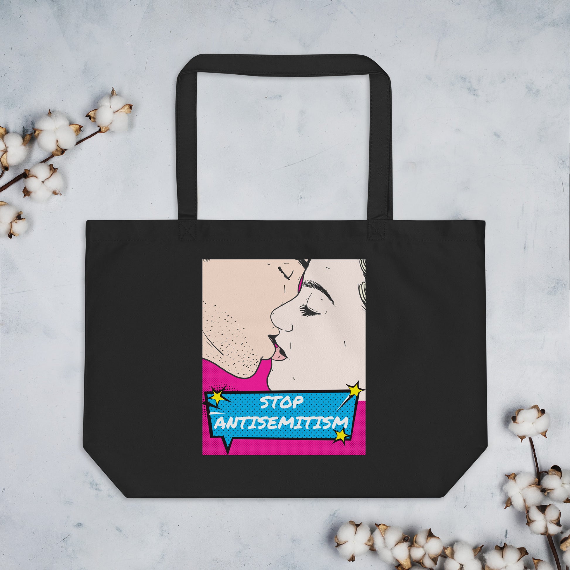 Pop Art Style | Antisemitism | Large Organic Tote Bag Jouparty