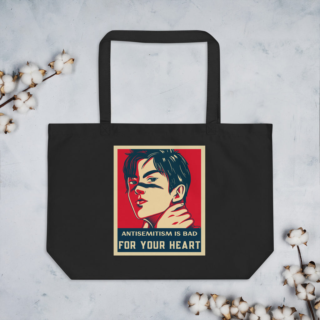 Anime Hero | Antisemitism | Large Organic Tote Bag Jouparty