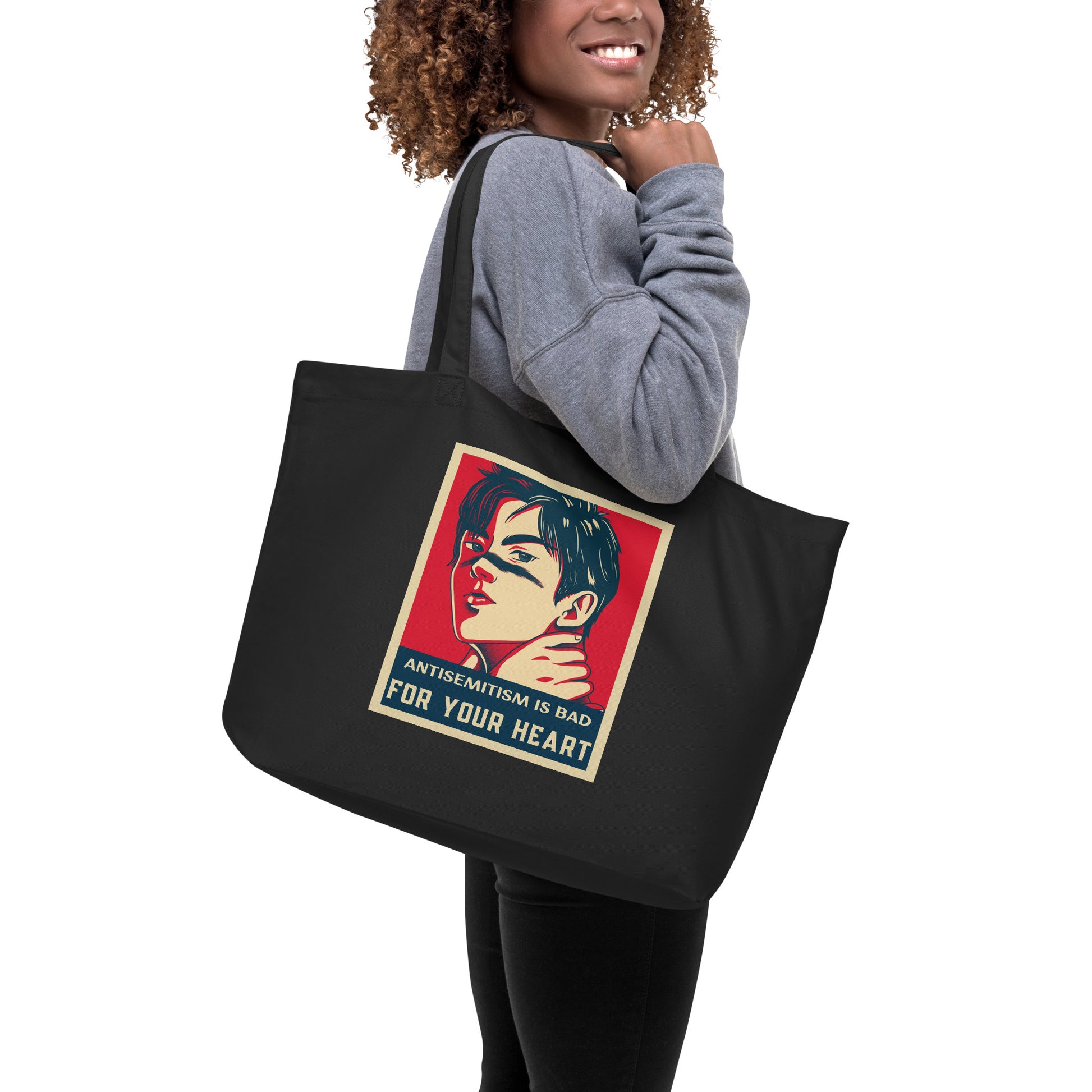 Anime Hero | Antisemitism | Large Organic Tote Bag Jouparty