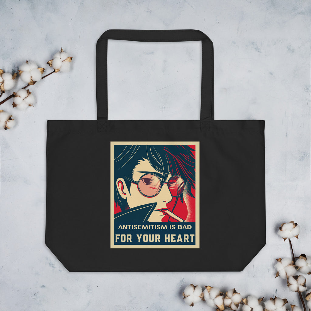 Anime Hero | Antisemitism | Large Organic Tote Bag Jouparty