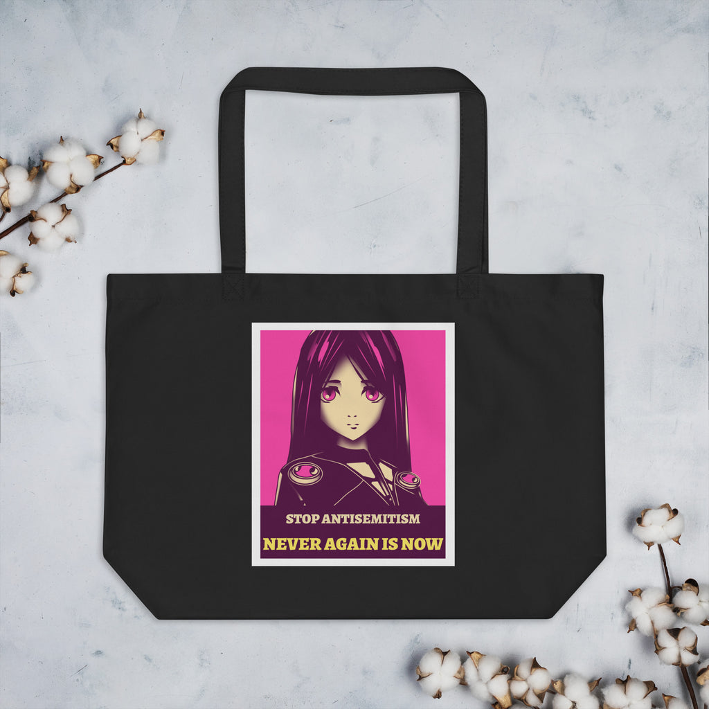 Anime Hero | Antisemitism | Large Organic Tote Bag