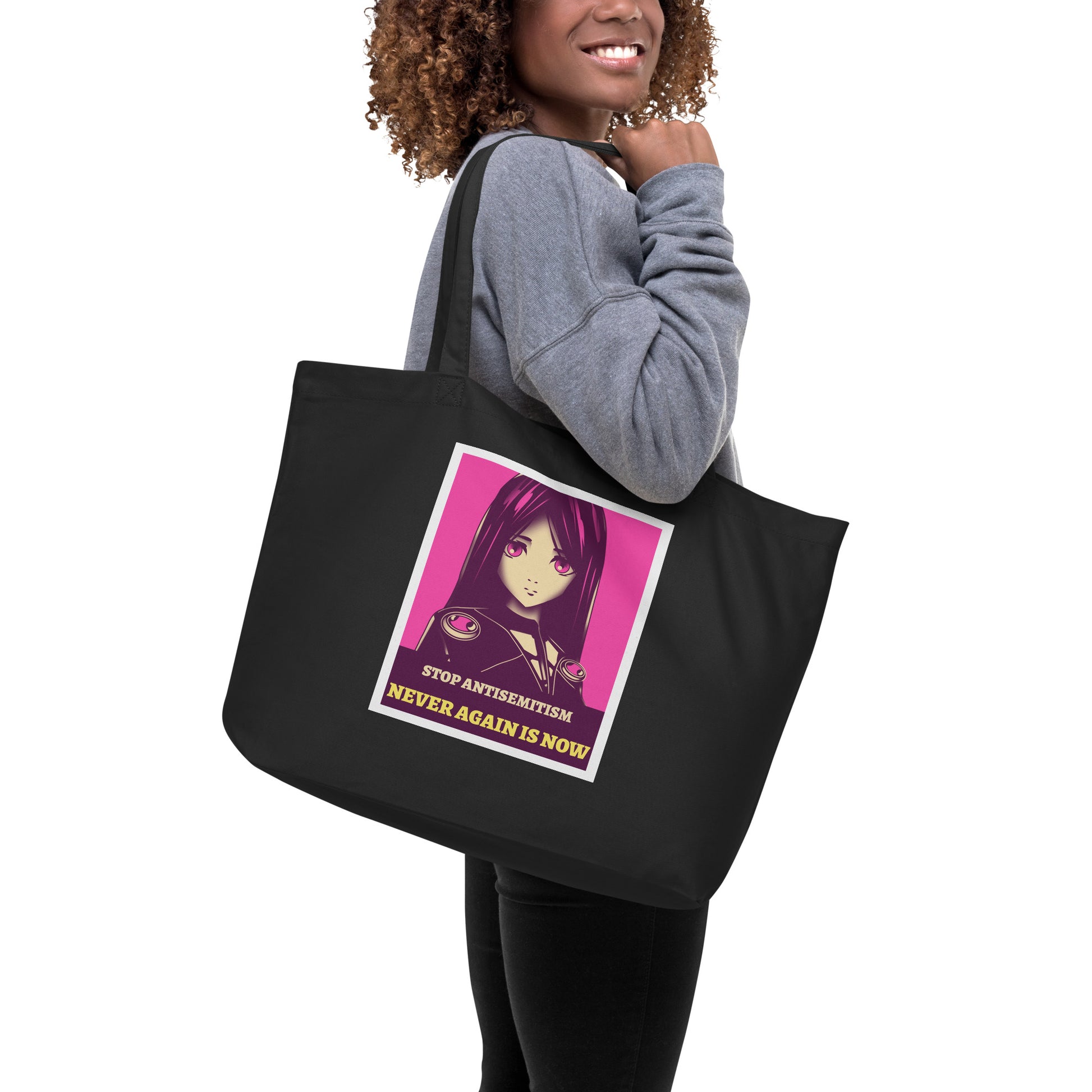 Anime Hero | Antisemitism | Large Organic Tote Bag