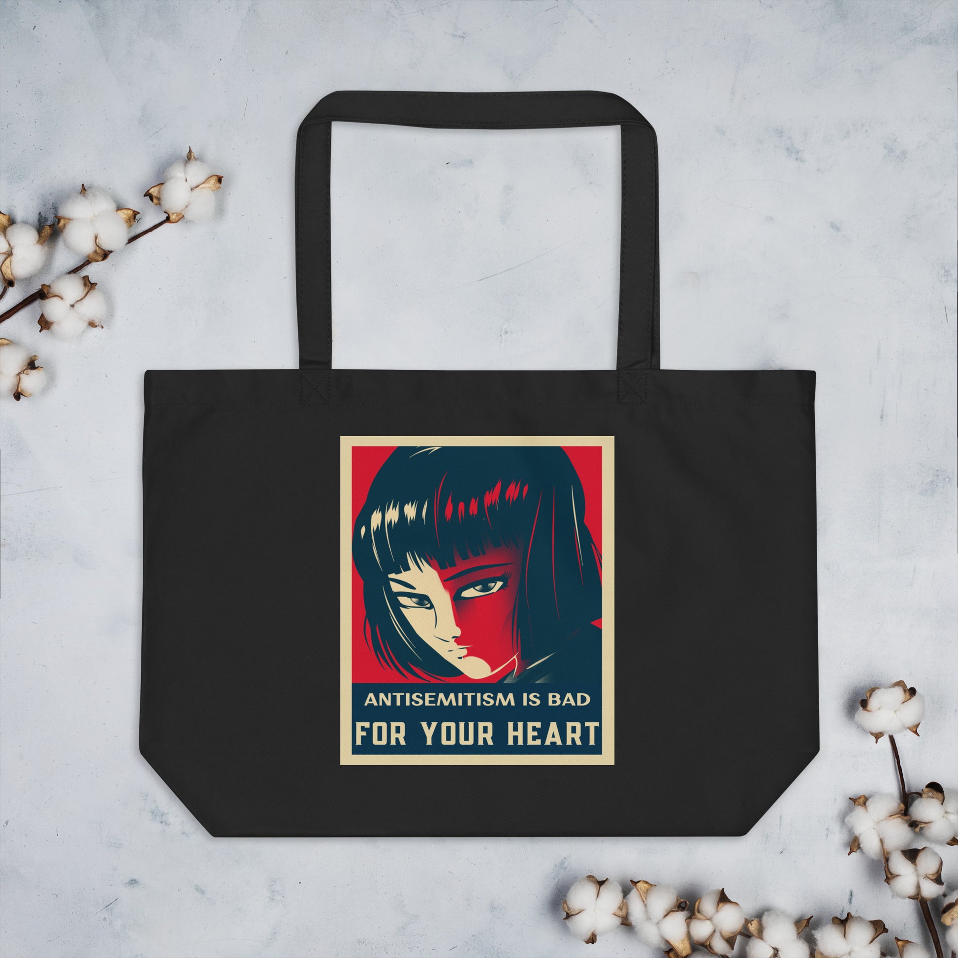 Anime Hero | Antisemitism | Large Organic Tote Bag Jouparty