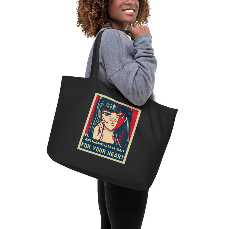 Anime Hero | Antisemitism | Large Organic Tote Bag