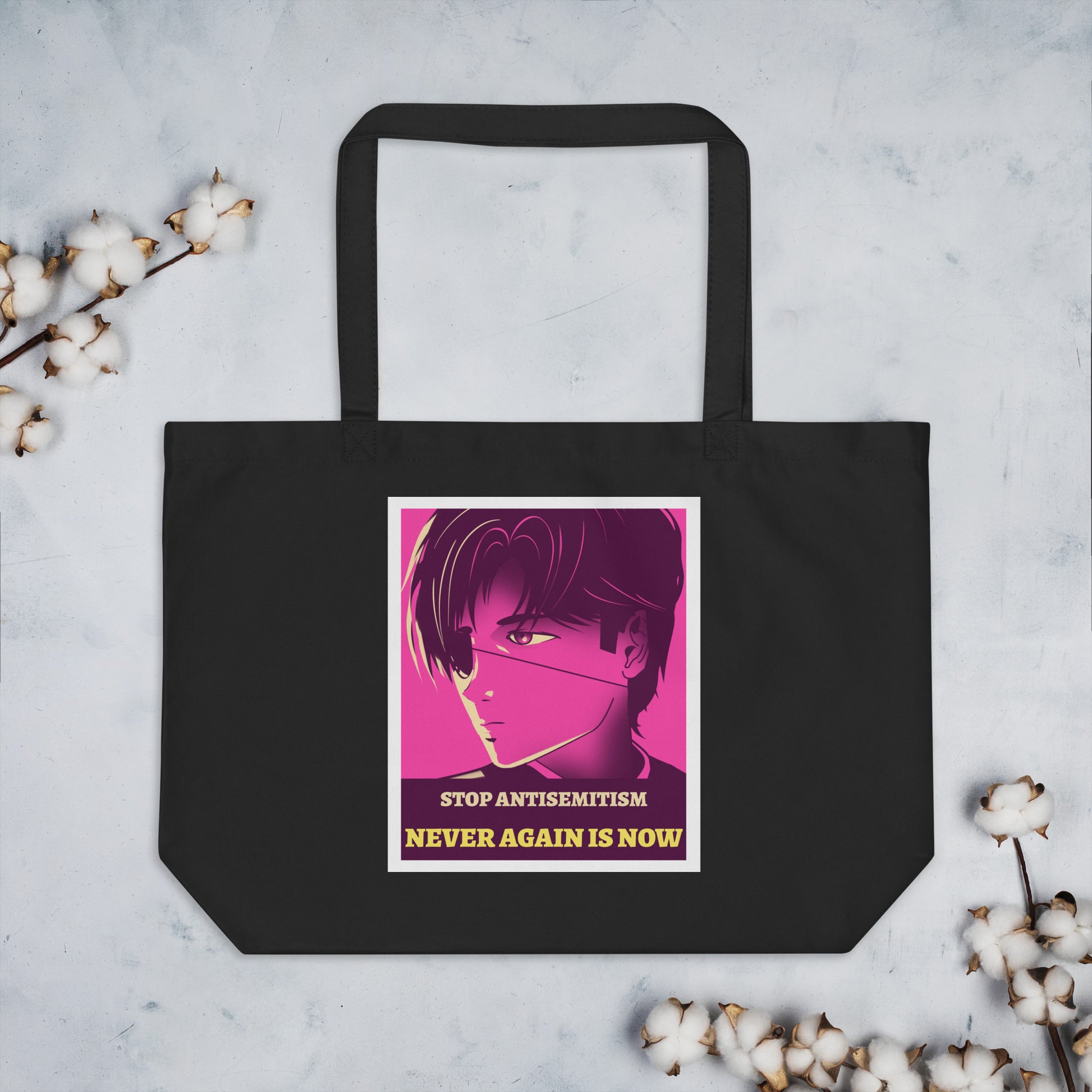 Anime Hero | Antisemitism | Large Organic Tote Bag Jouparty
