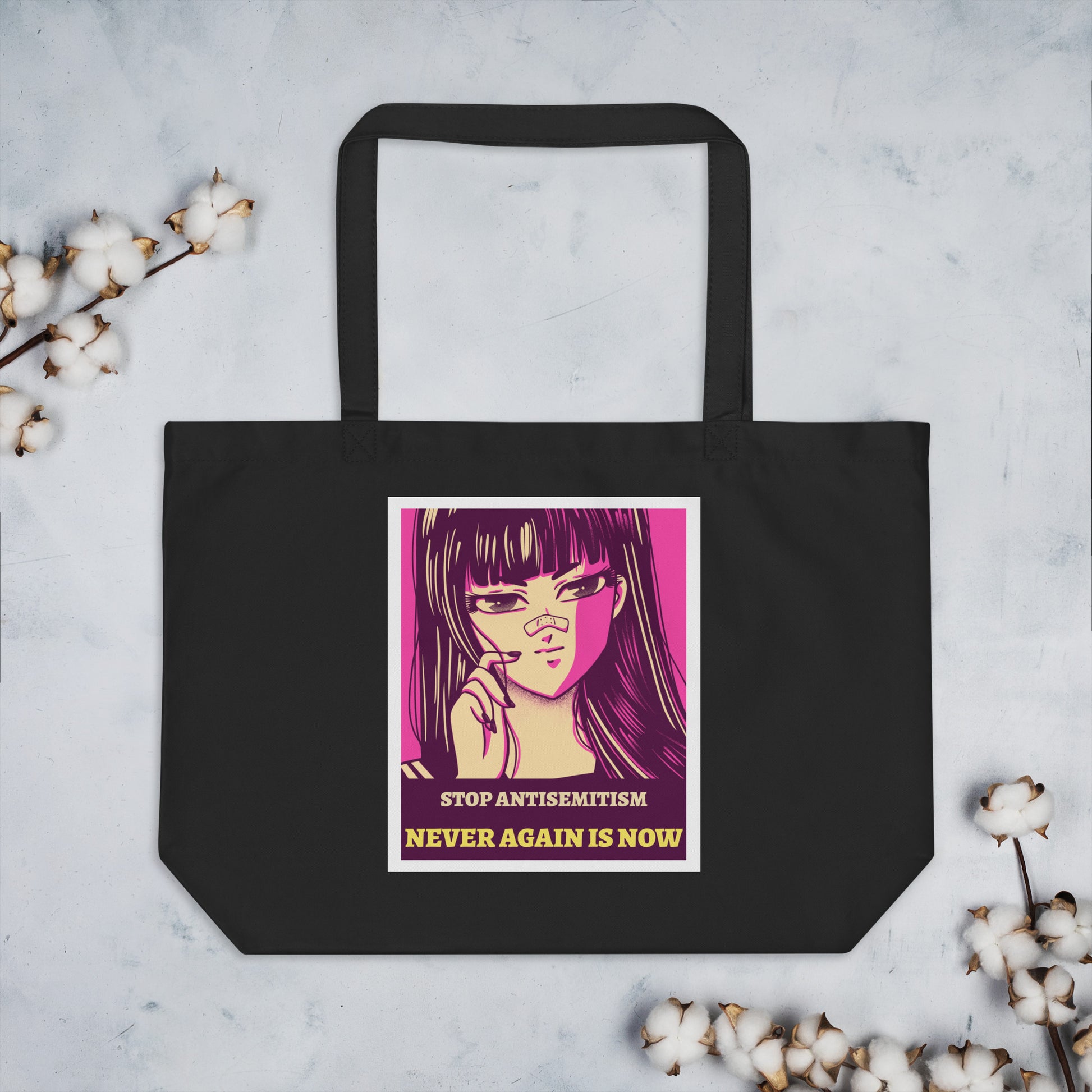 Anime Hero | Antisemitism | Large Organic Tote Bag