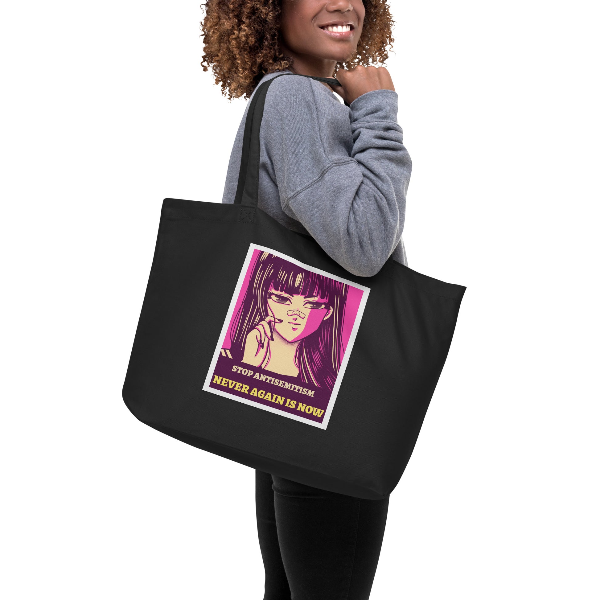 Anime Hero | Antisemitism | Large Organic Tote Bag
