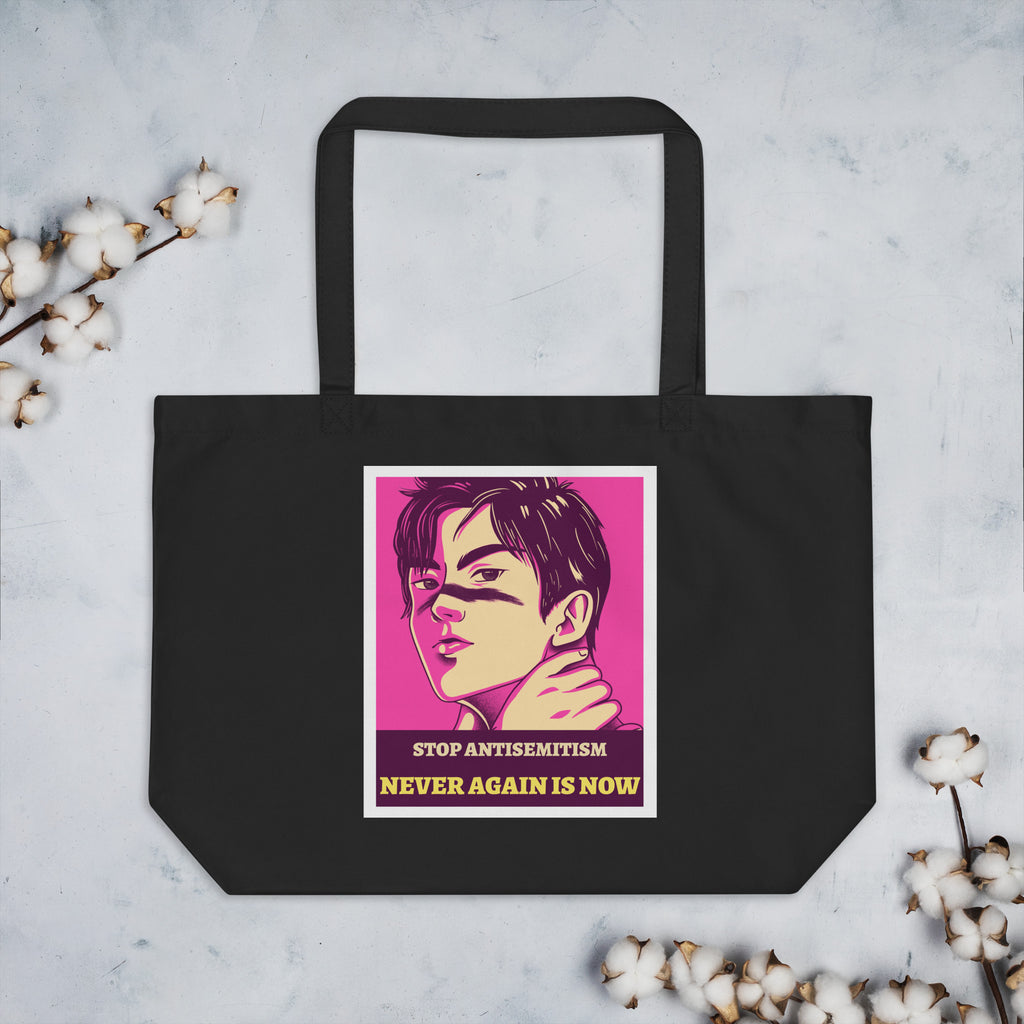 Anime Hero | Antisemitism | Large Organic Tote Bag Jouparty