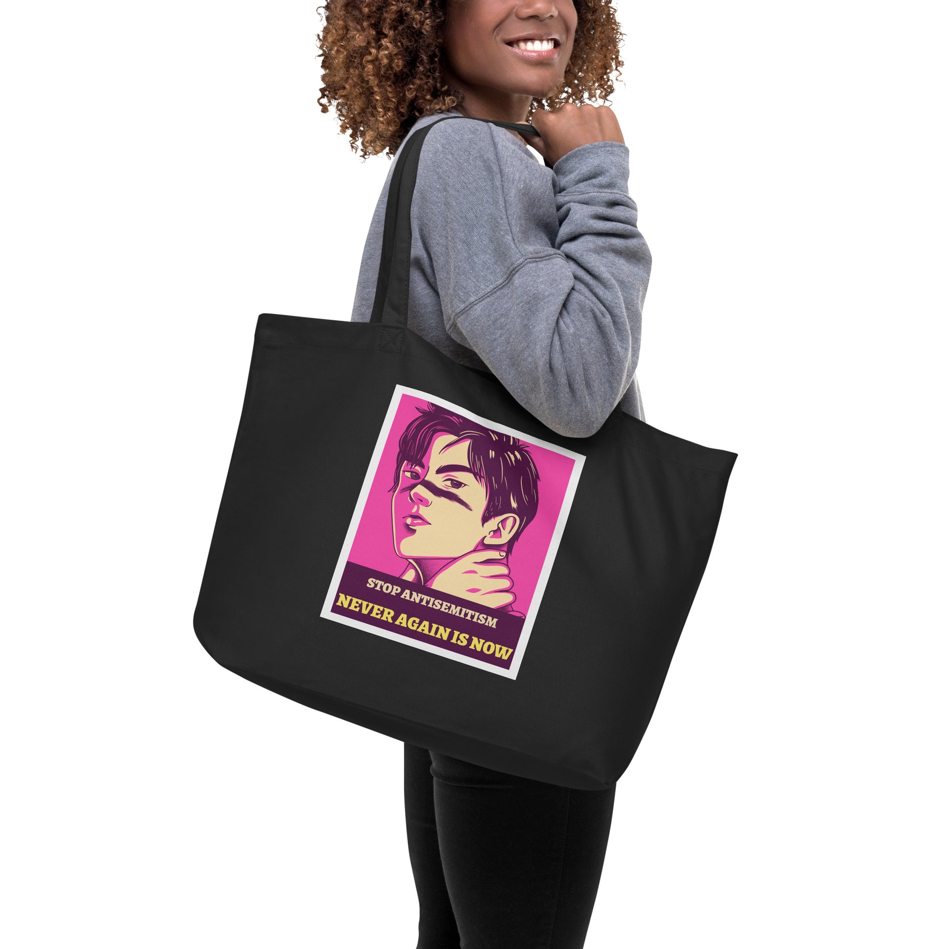 Anime Hero | Antisemitism | Large Organic Tote Bag Jouparty