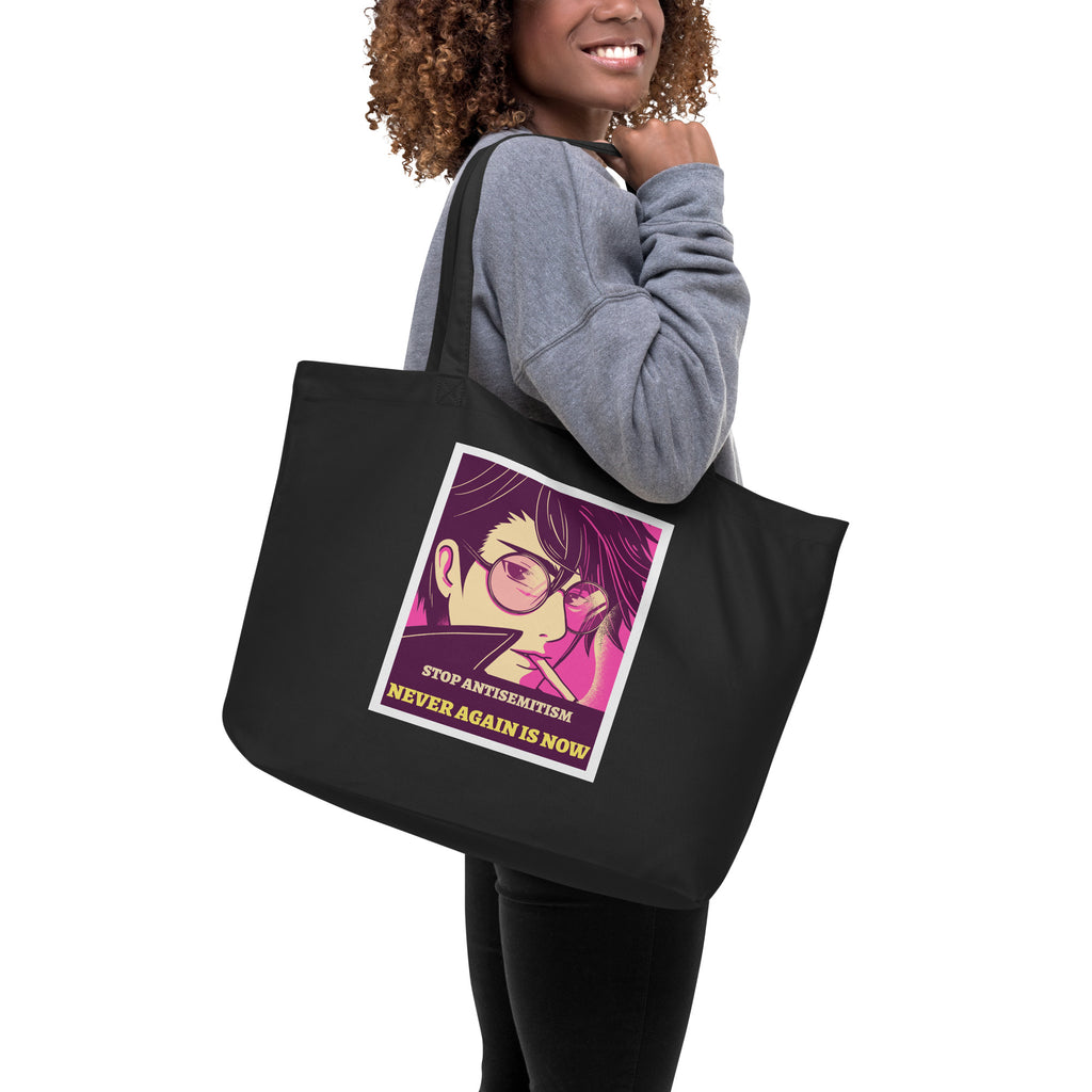 Anime Hero | Antisemitism | Large Organic Tote Bag Jouparty
