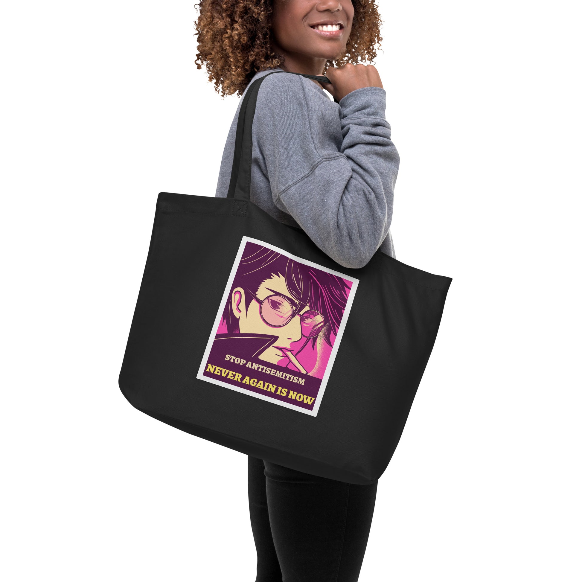 Anime Hero | Antisemitism | Large Organic Tote Bag Jouparty