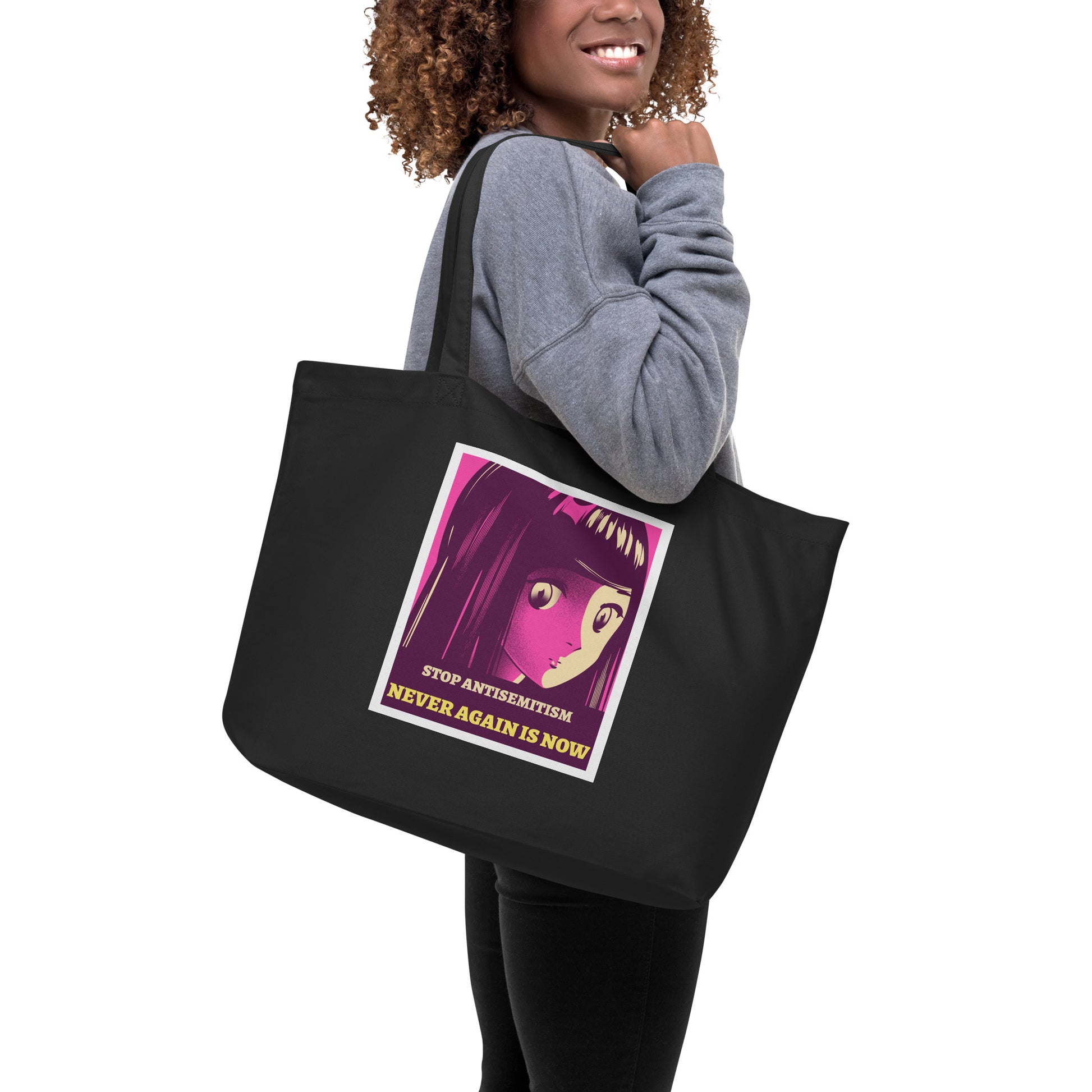 Anime Hero | Antisemitism | Large Organic Tote Bag Jouparty