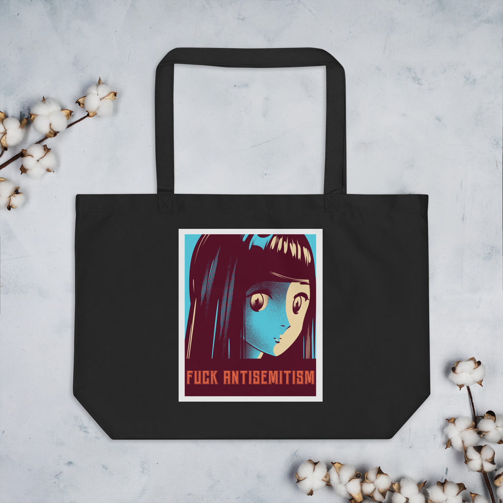 Anime Hero | Antisemitism | Large Organic Tote Bag Jouparty