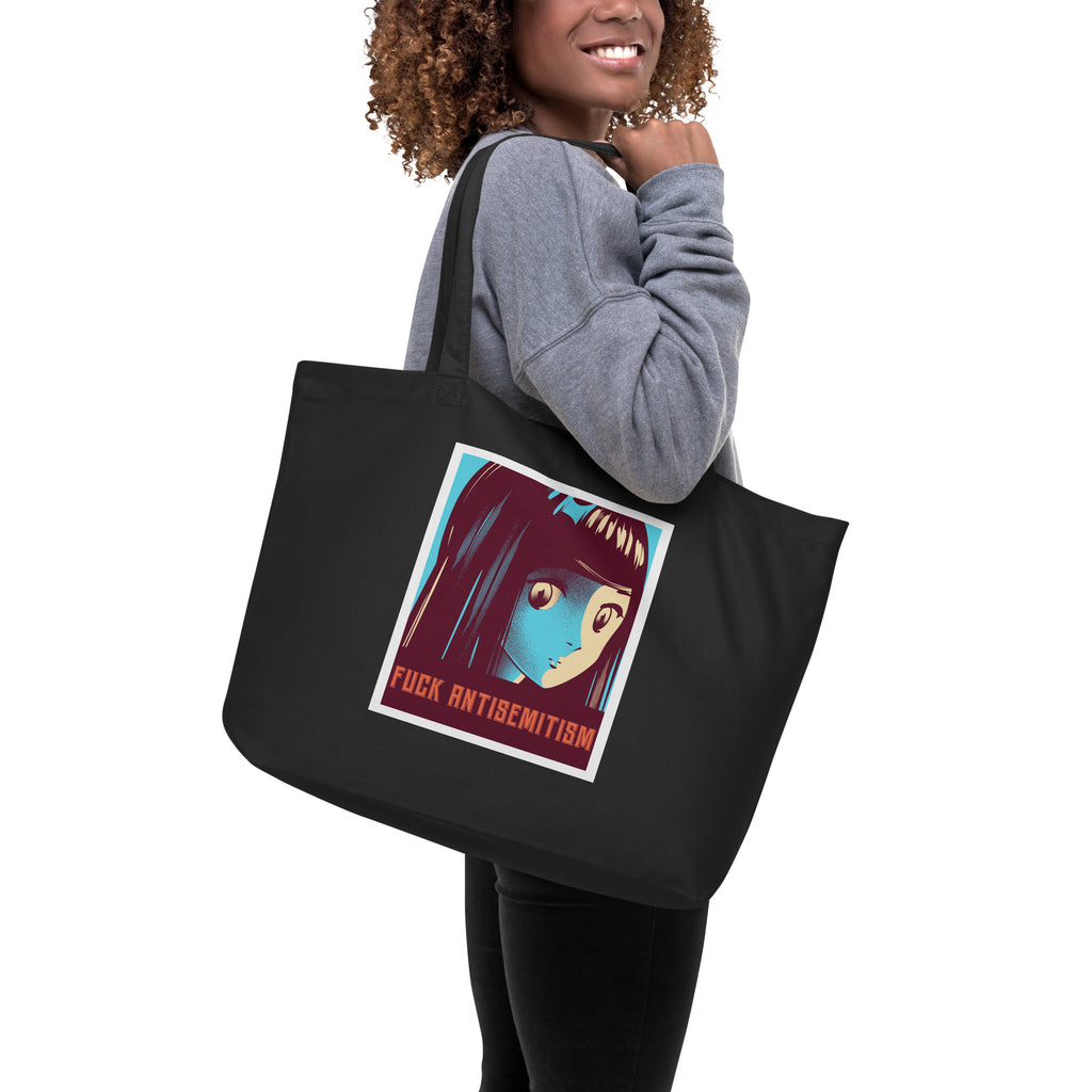 Anime Hero | Antisemitism | Large Organic Tote Bag Jouparty