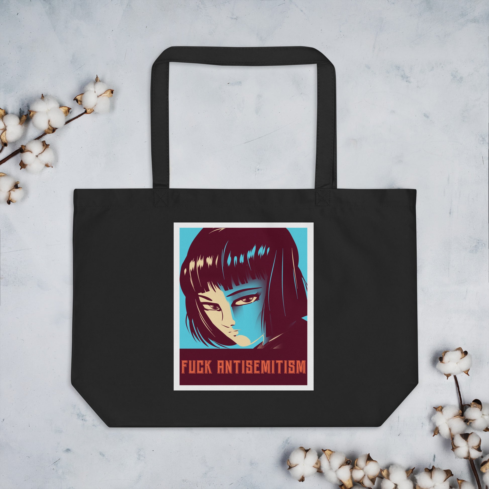 Anime Hero | Antisemitism | Large Organic Tote Bag
