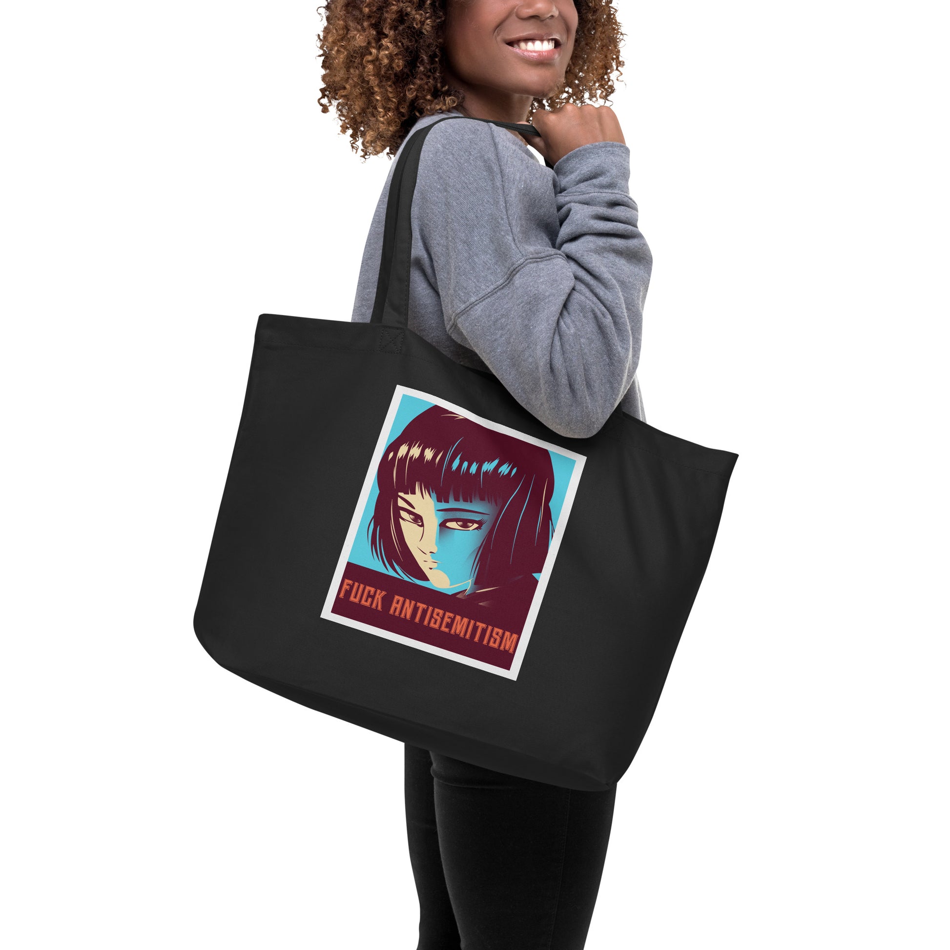 Anime Hero | Antisemitism | Large Organic Tote Bag