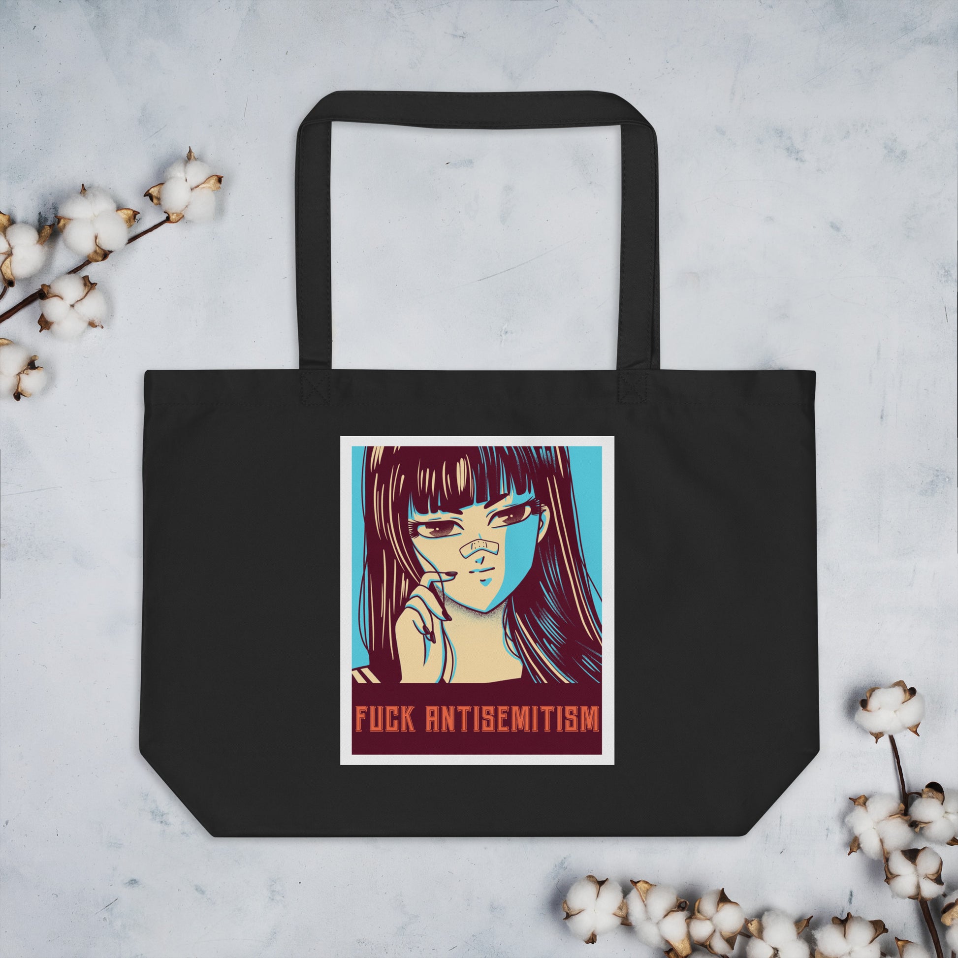 Anime Hero | Antisemitism | Large Organic Tote Bag Jouparty