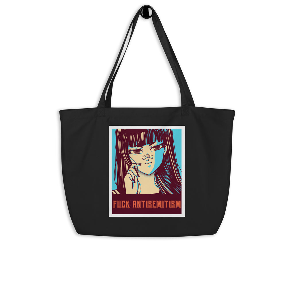 Anime Hero | Antisemitism | Large Organic Tote Bag Jouparty