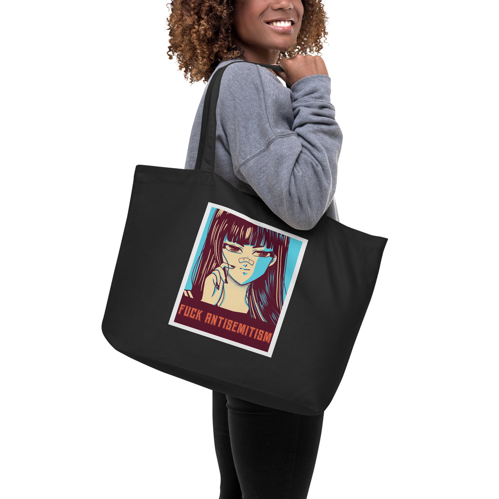 Anime Hero | Antisemitism | Large Organic Tote Bag Jouparty
