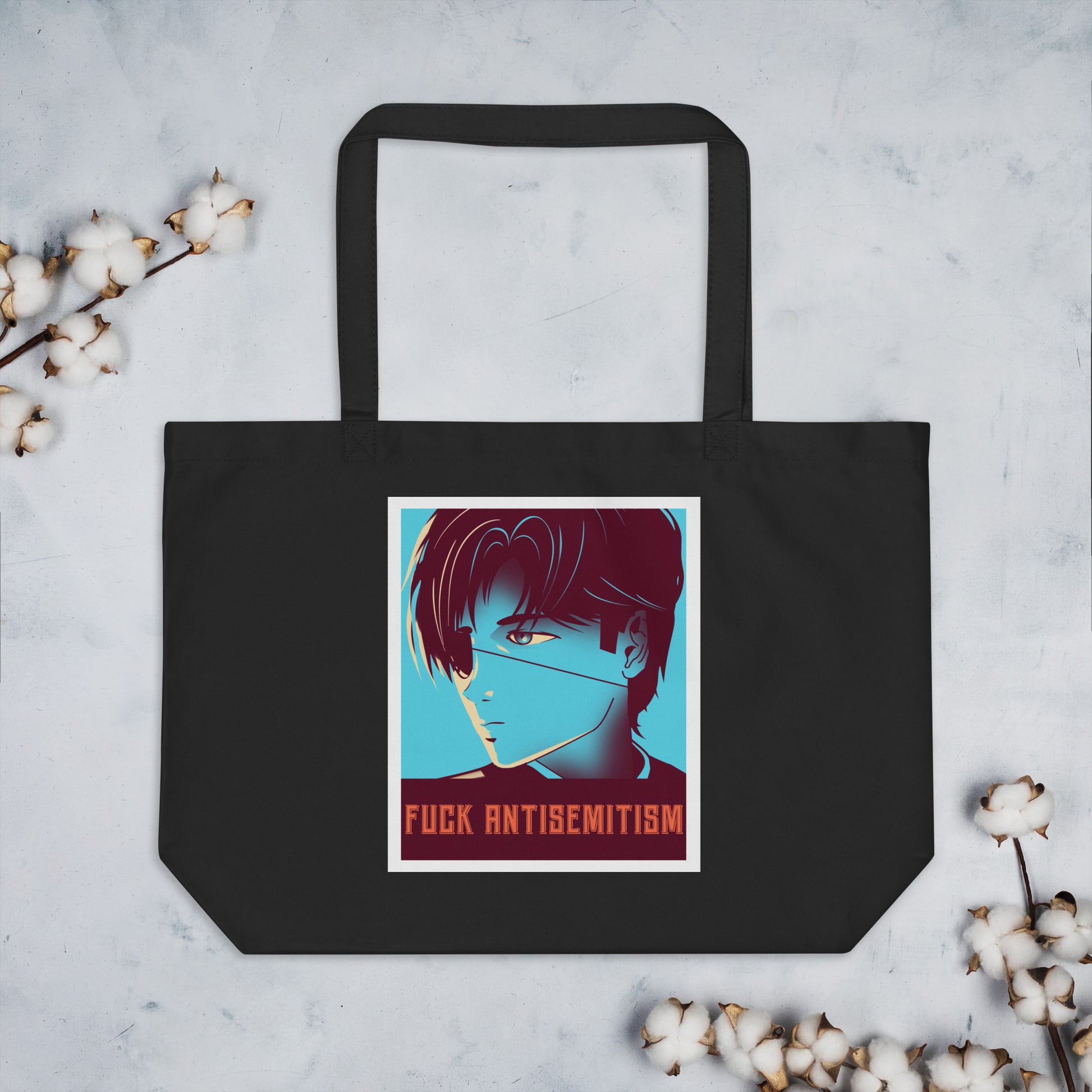 Anime Hero | Antisemitism | Large Organic Tote Bag Jouparty