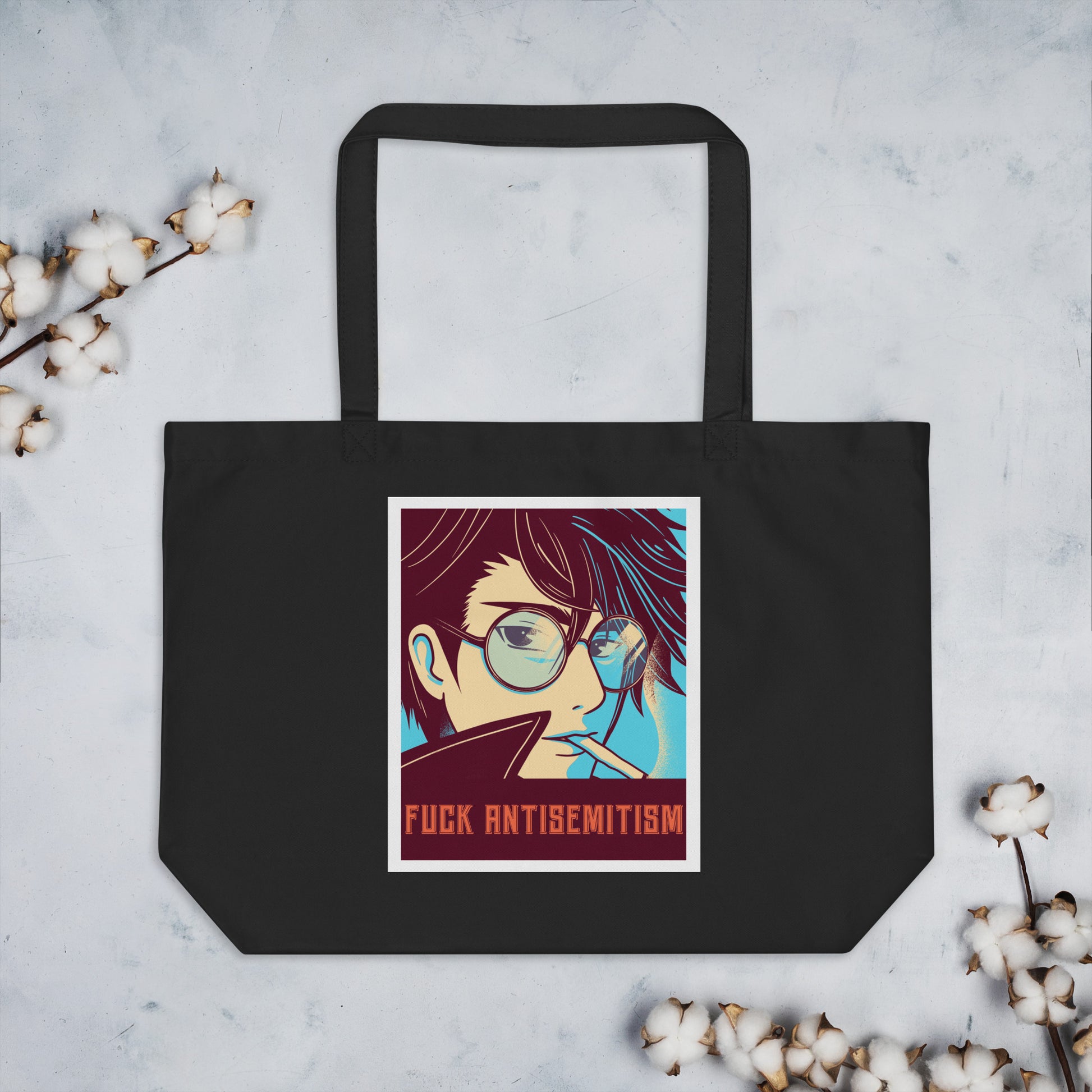Anime Hero | Antisemitism | Large Organic Tote Bag Jouparty