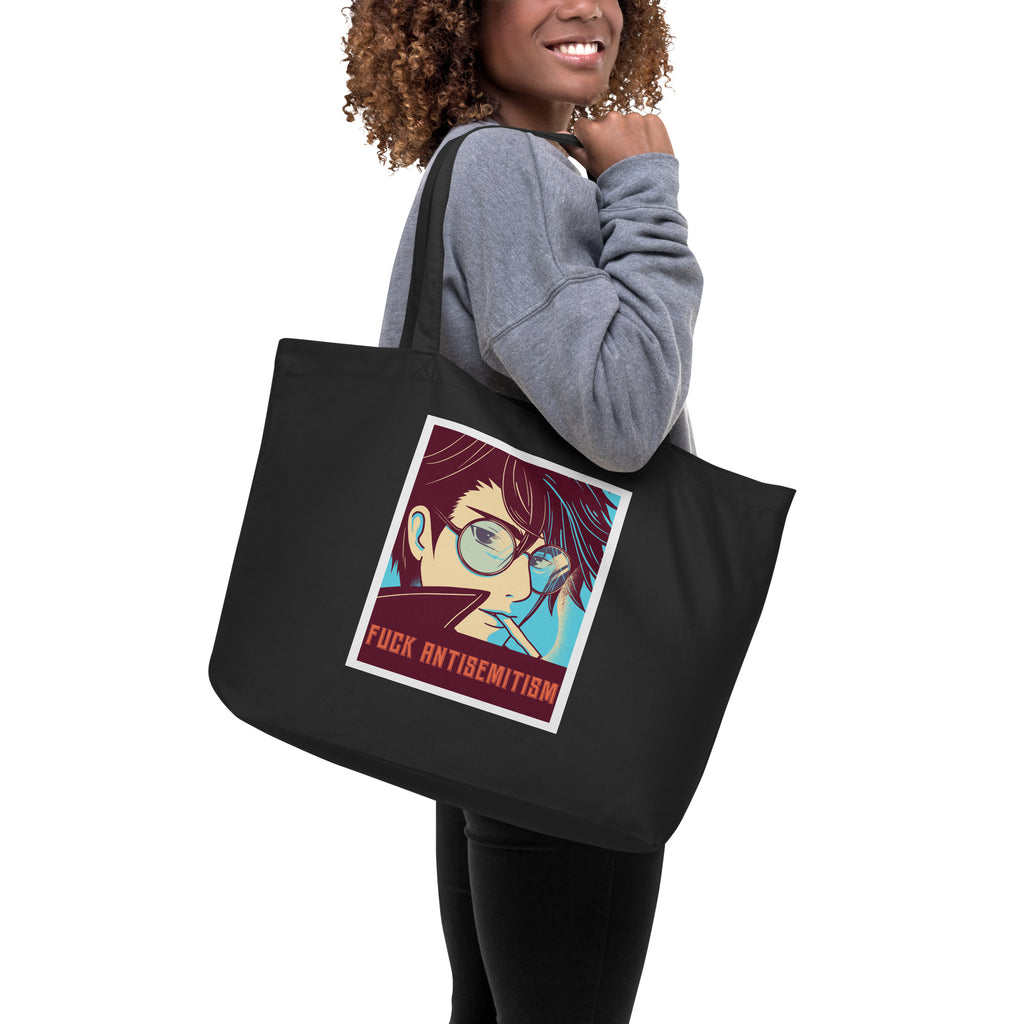 Anime Hero | Antisemitism | Large Organic Tote Bag Jouparty