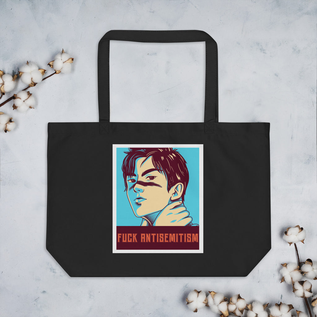 Anime Hero | Antisemitism | Large Organic Tote Bag Jouparty